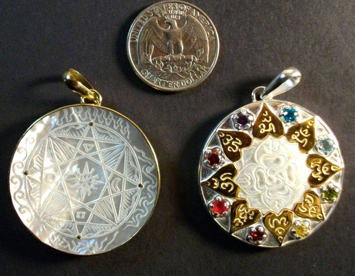 Compass of Love Pendant - Sterling Silver / 24K Gold Vermeil - Light Mother of Pearl