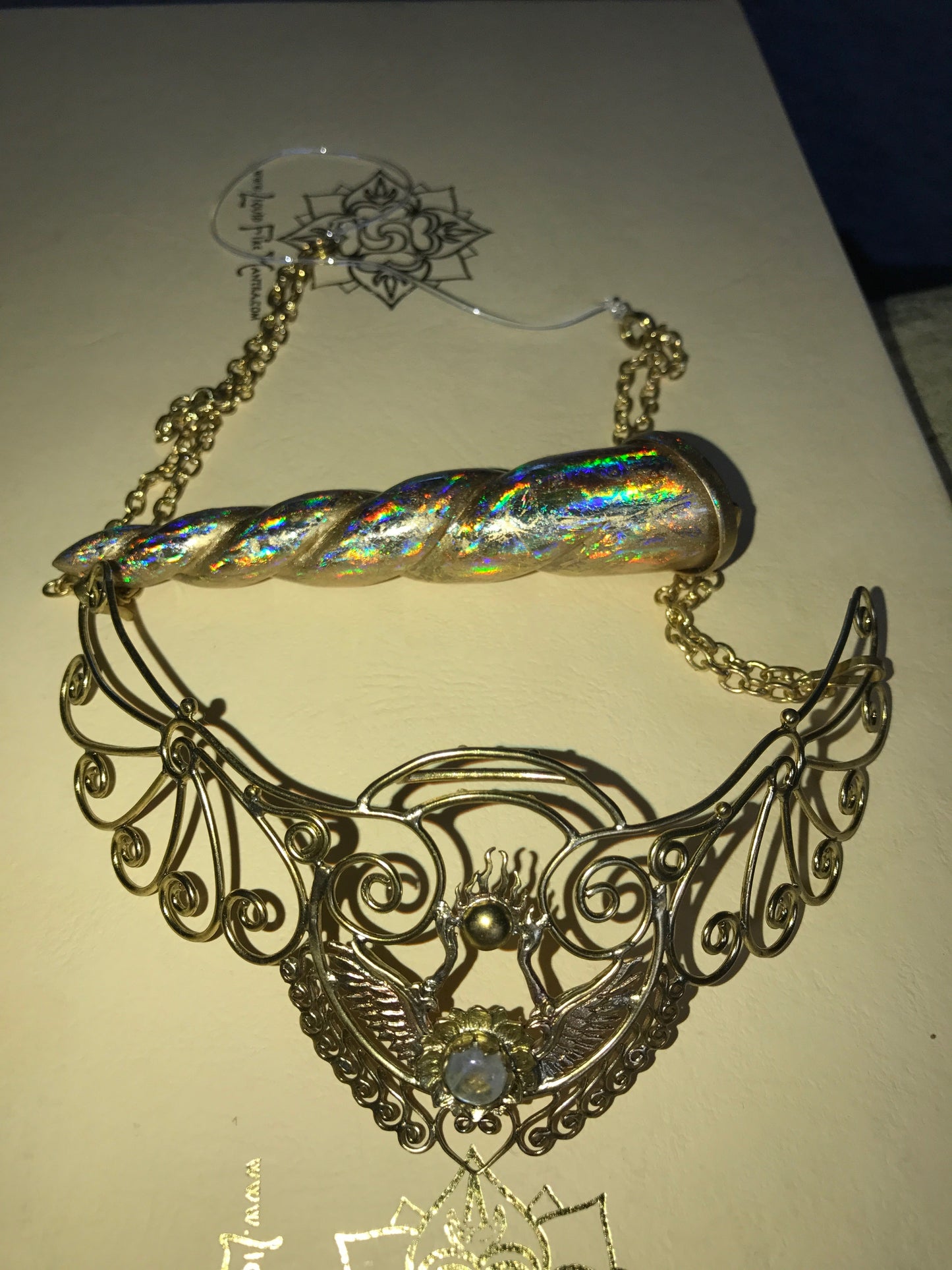 Unicorn Horn - Silver Rainbow Liquid Fire Mantra