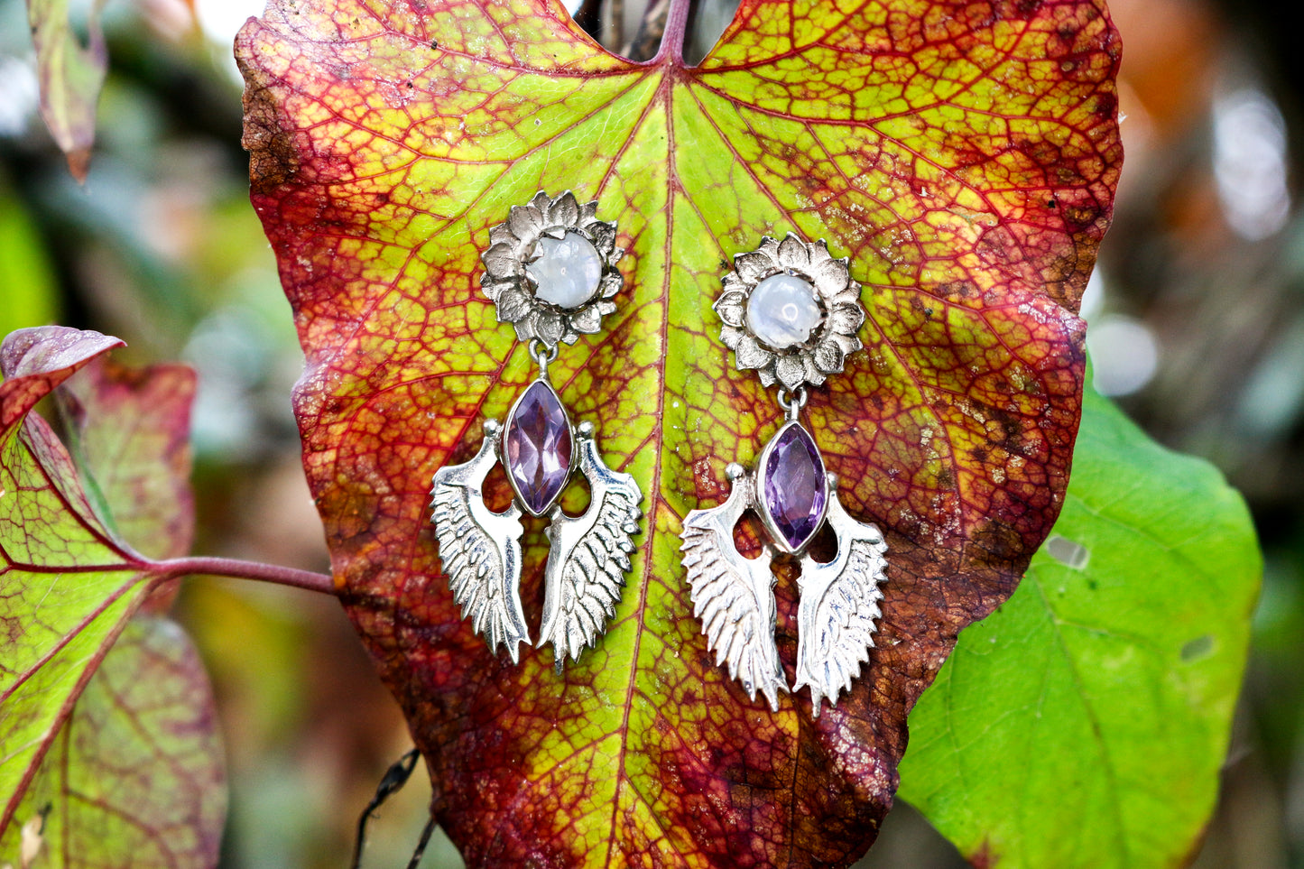 lotus wing post earrings