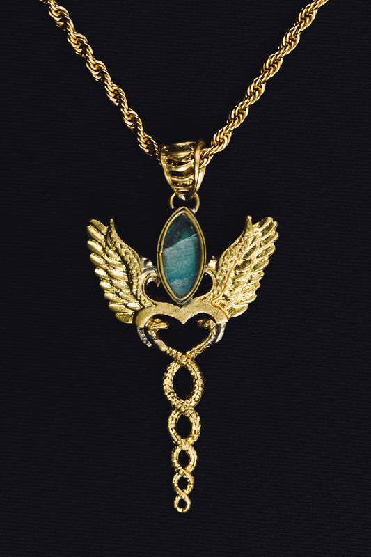 14k caduceus pendant