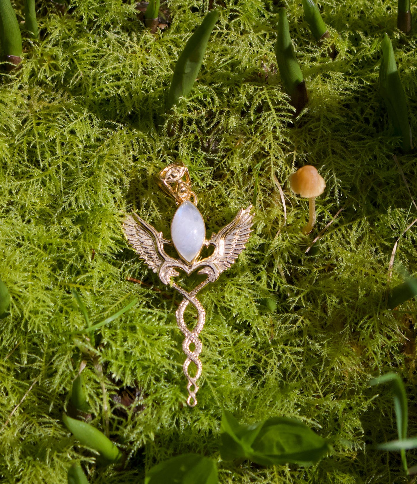 Caduceus Pendant - 24K Gold Plated