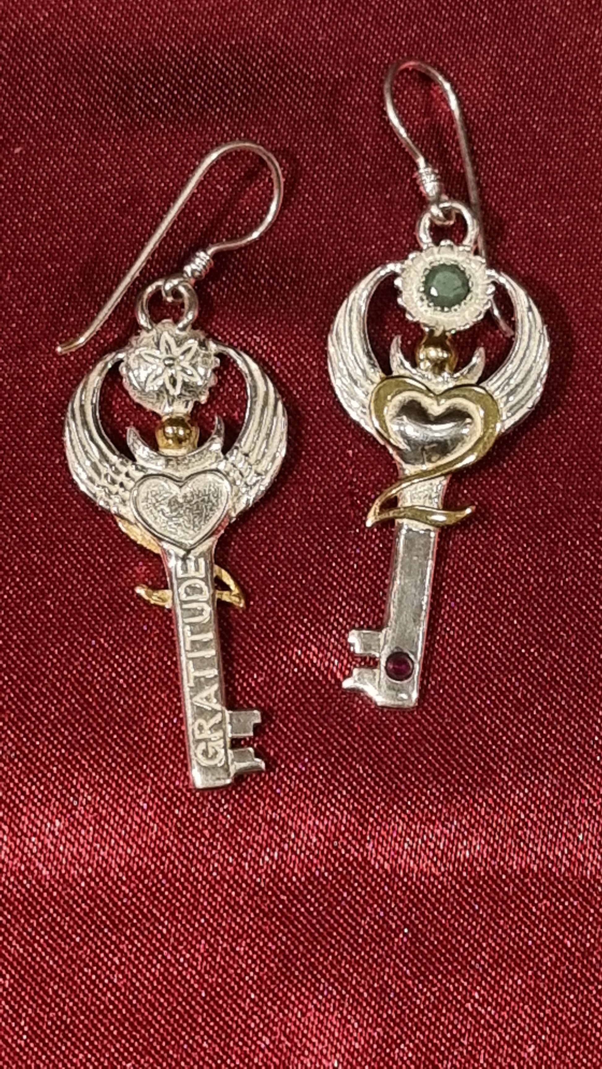 gratitude key earrings