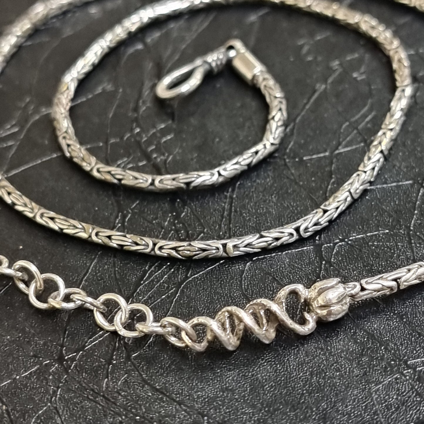Byzantine Chain 2mm Sterling Silver Liquid Fire Mantra