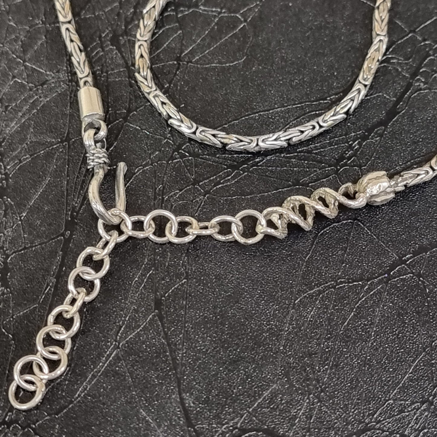 Byzantine Chain 2mm Sterling Silver Liquid Fire Mantra