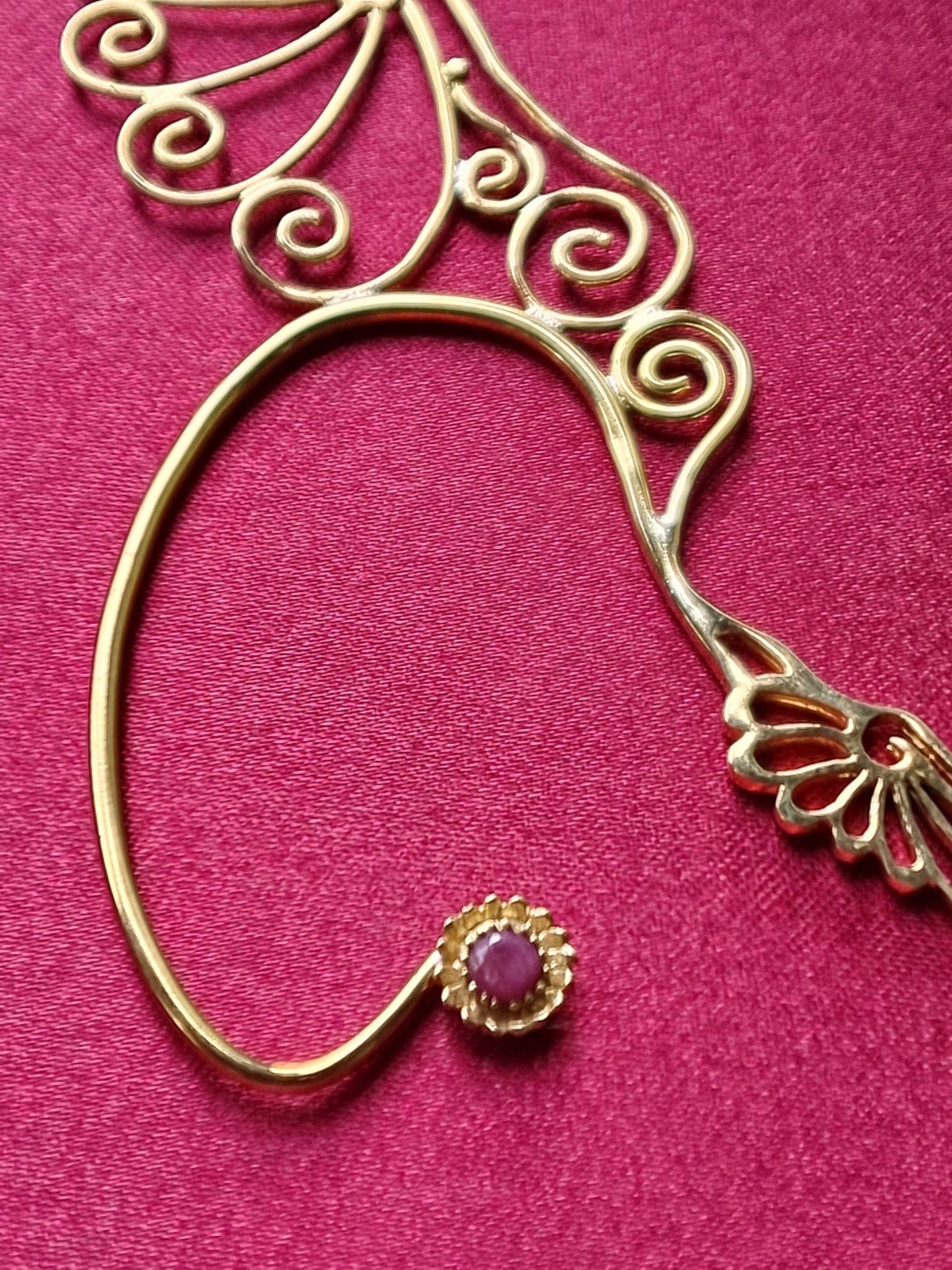 Spiral Wing Ear Cuffs - Brass Liquid Fire Mantra