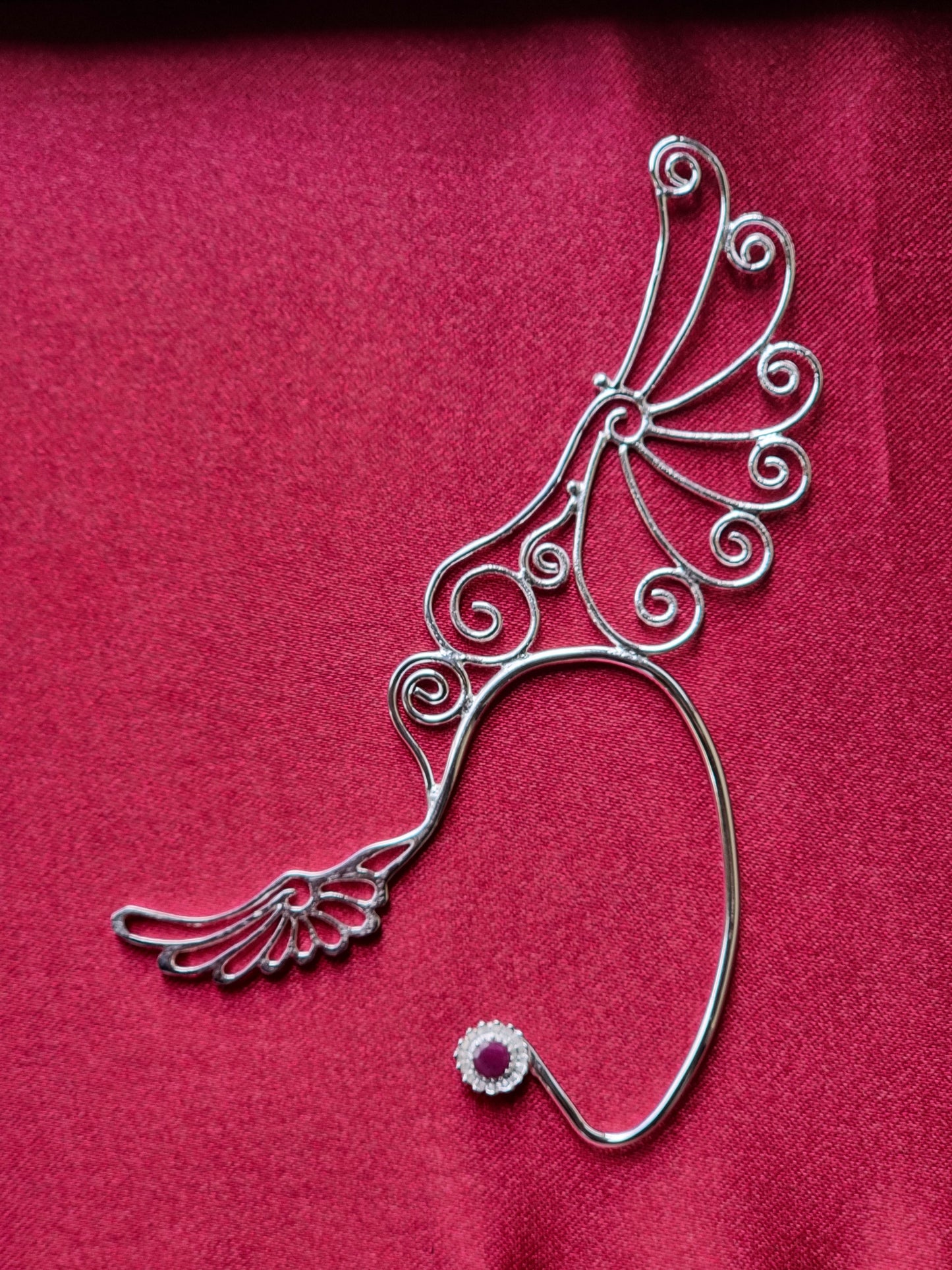 Spiral Wing Ear Cuffs - Silver Plated Liquid Fire Mantra