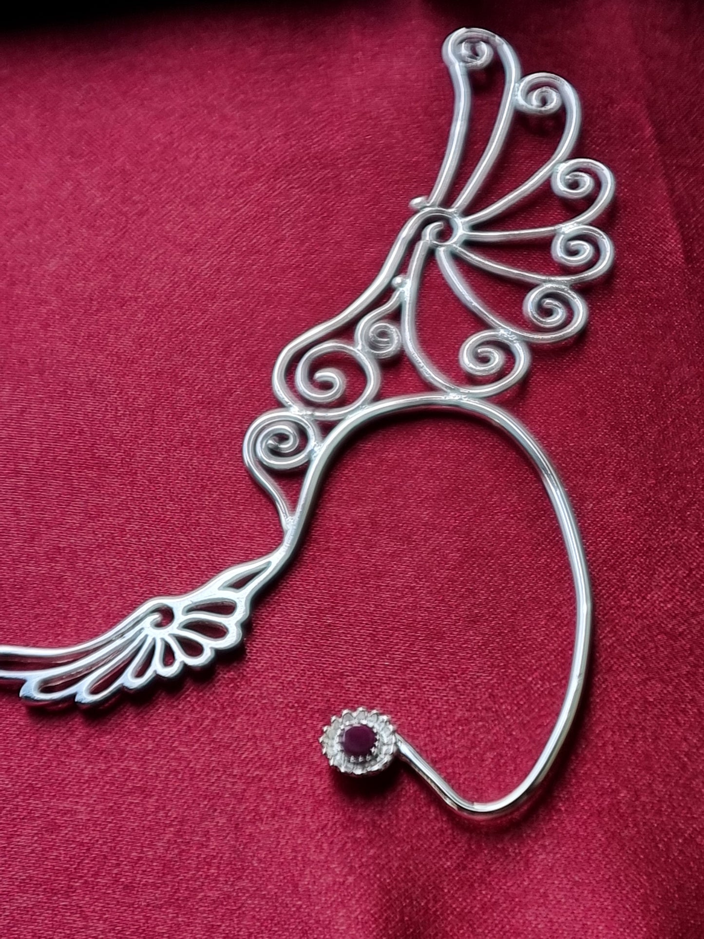 Spiral Wing Ear Cuffs - Silver Plated Liquid Fire Mantra
