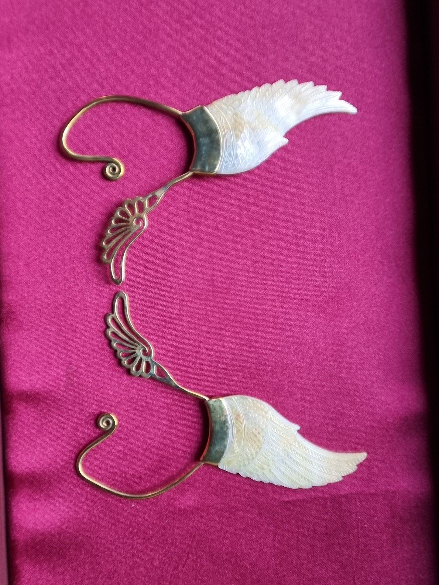 Wing Ear Cuffs - Light Mother of Pearl Liquid Fire Mantra