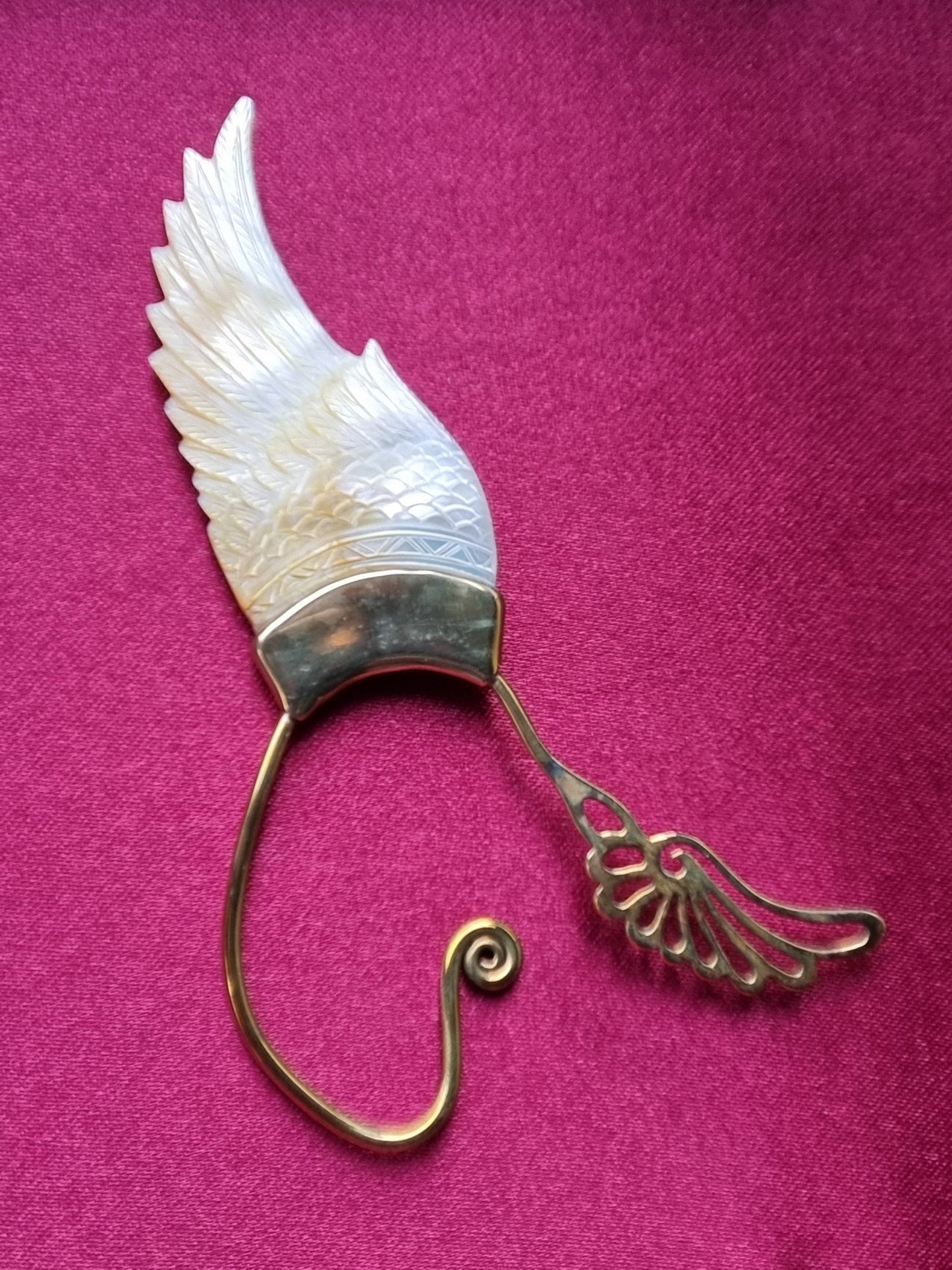 Wing Ear Cuffs - Light Mother of Pearl Liquid Fire Mantra