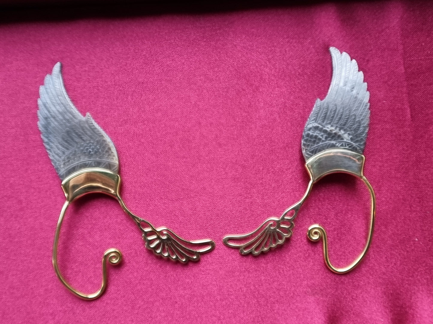 Wing Ear Cuffs - Dark Mother of Pearl Shell Liquid Fire Mantra