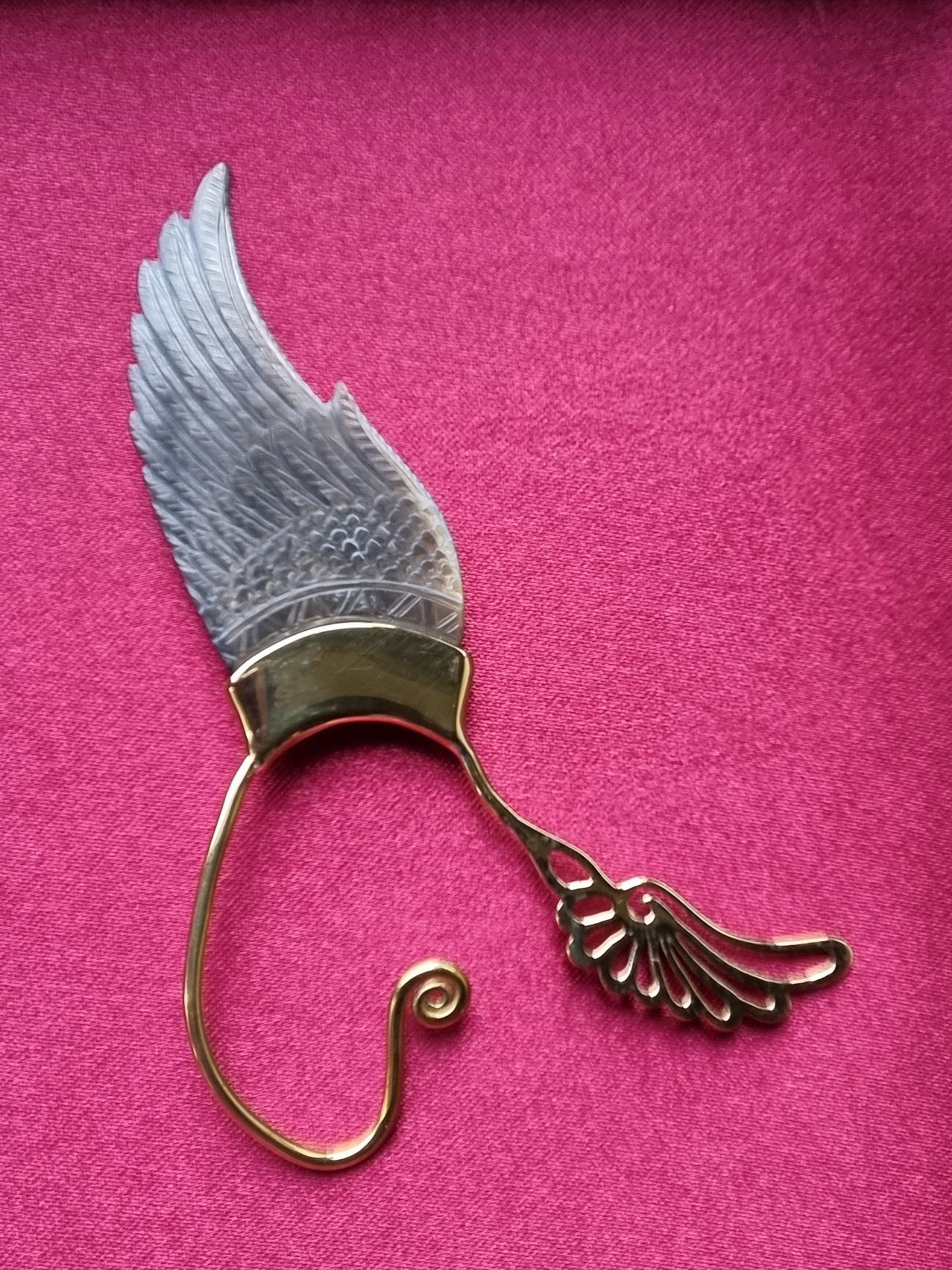 Wing Ear Cuffs - Dark Mother of Pearl Shell Liquid Fire Mantra