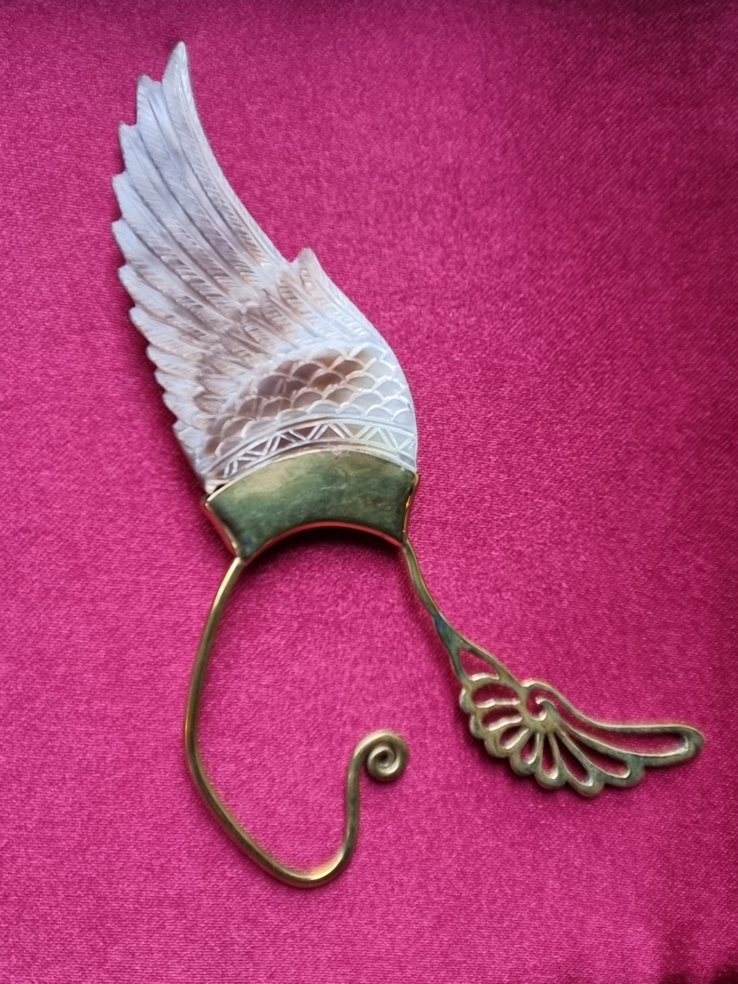 Wing Ear Cuffs - Light Mother of Pearl Liquid Fire Mantra