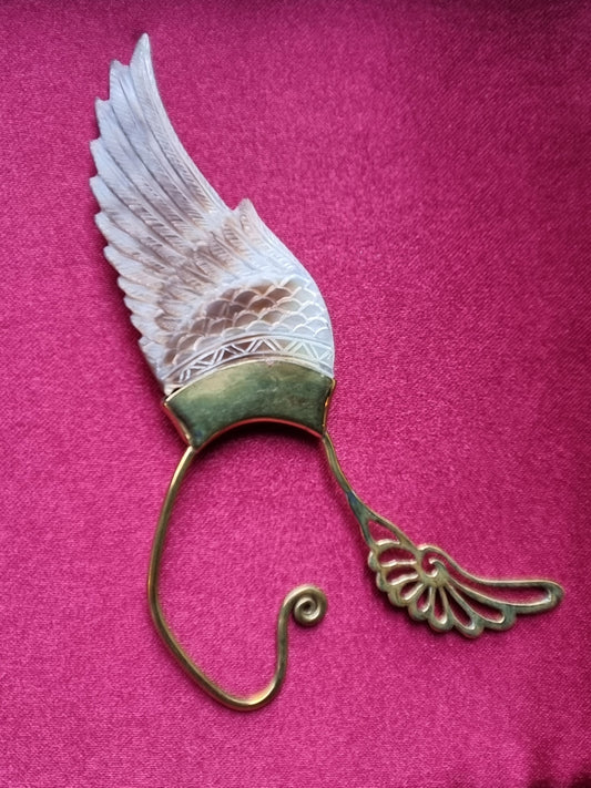 Wing Ear Cuffs - Light Mother of Pearl Liquid Fire Mantra