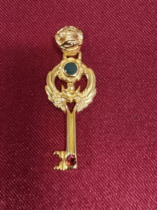 Love Key Pendant - Gold Liquid Fire Mantra
