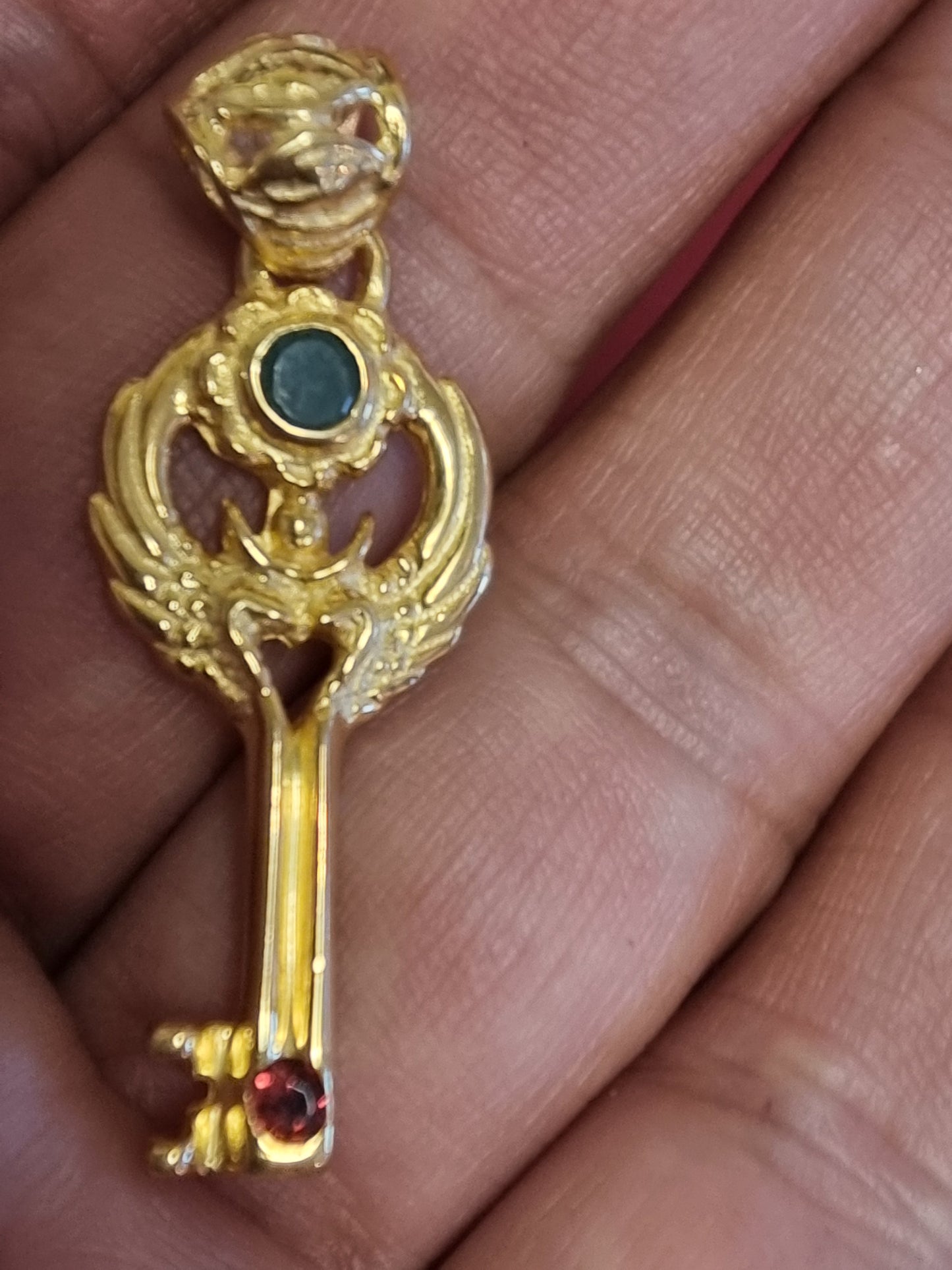 Love Key Pendant - Gold Liquid Fire Mantra