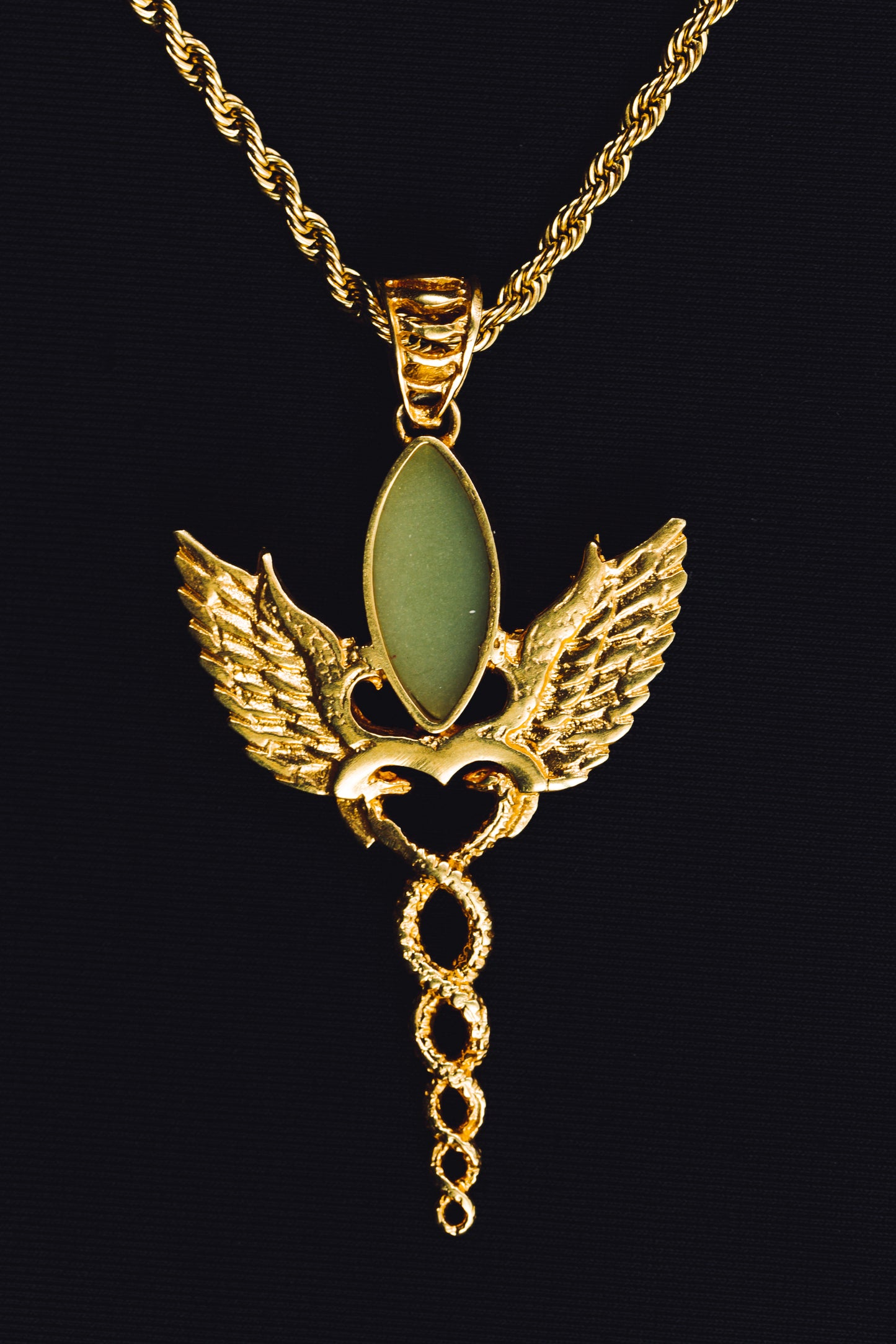 24K Gold Plated Caduceus Pendant