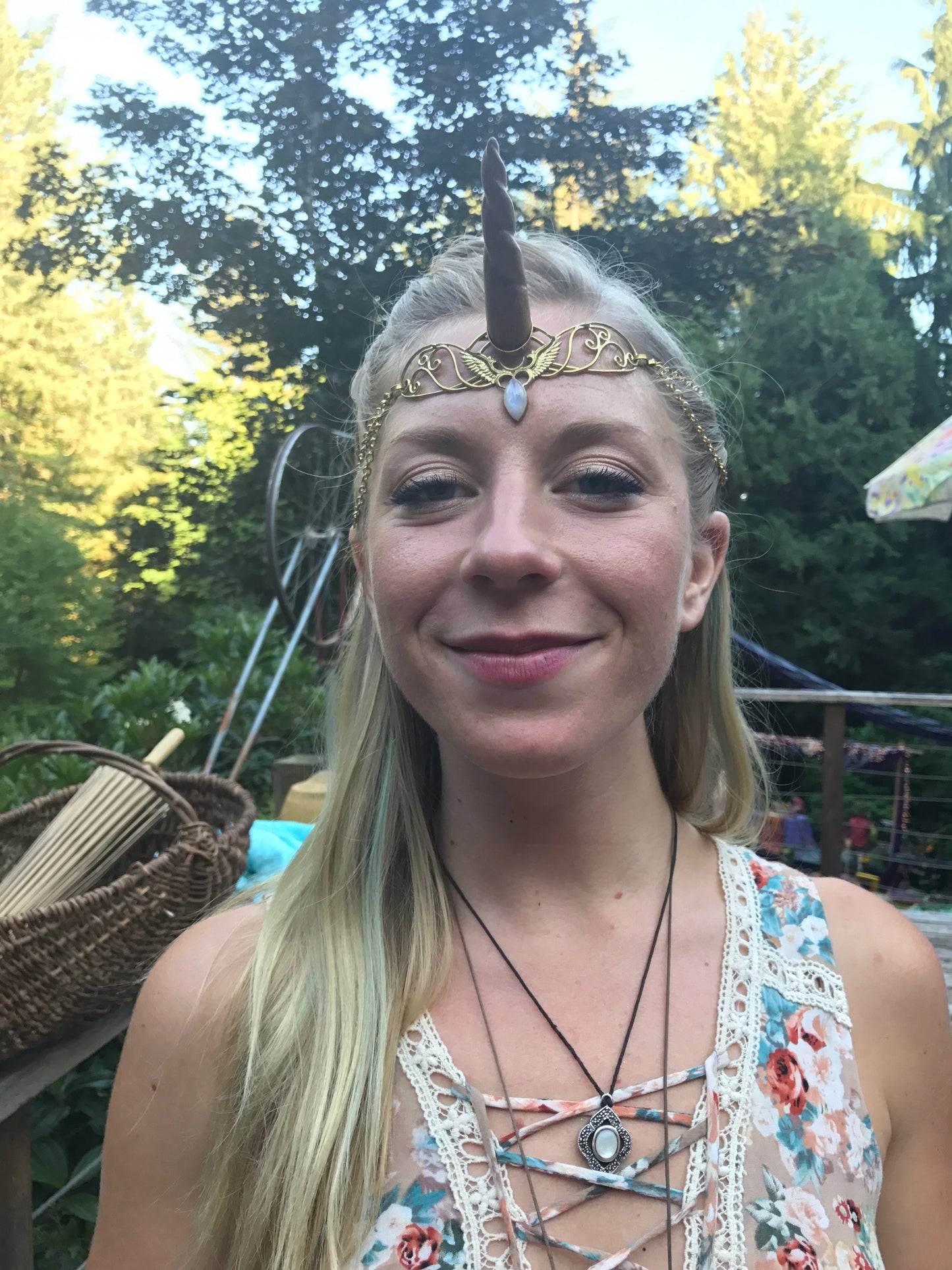 Unicorn Horn - Natural Wood Liquid Fire Mantra