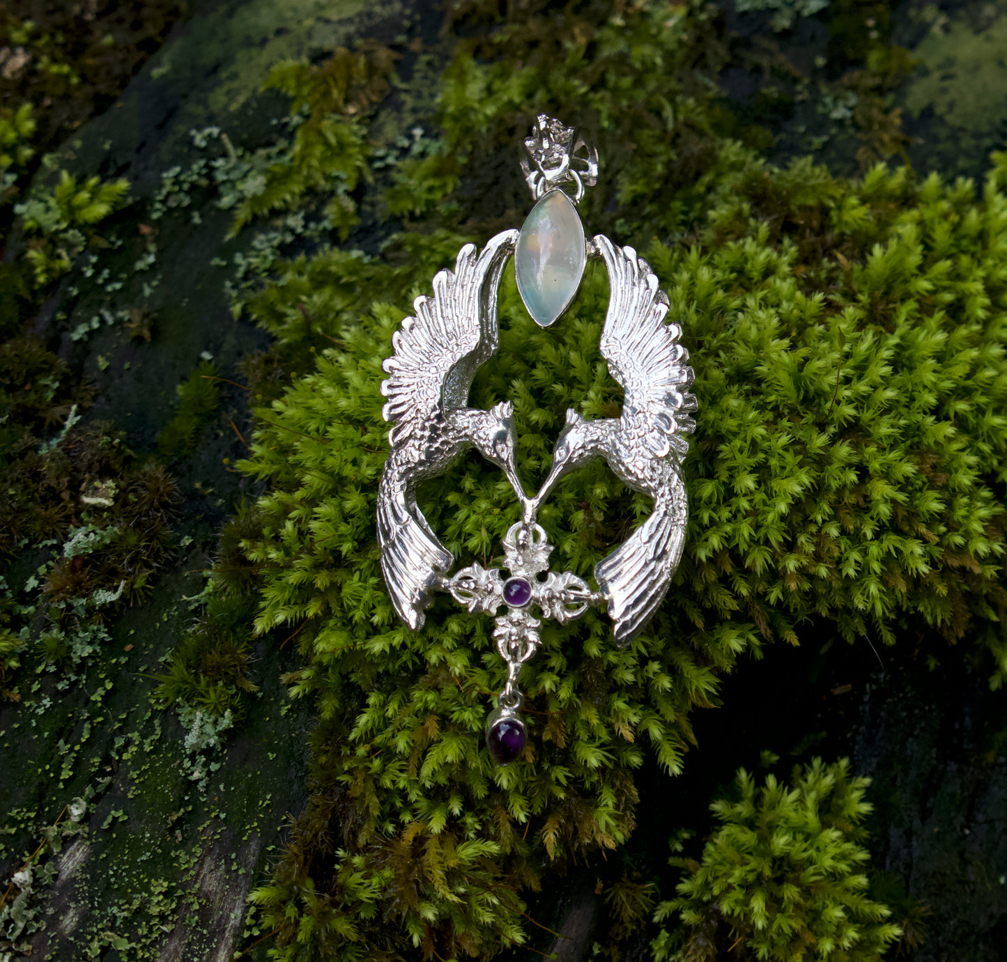 HumGaiaTri 3D Silver Pendant