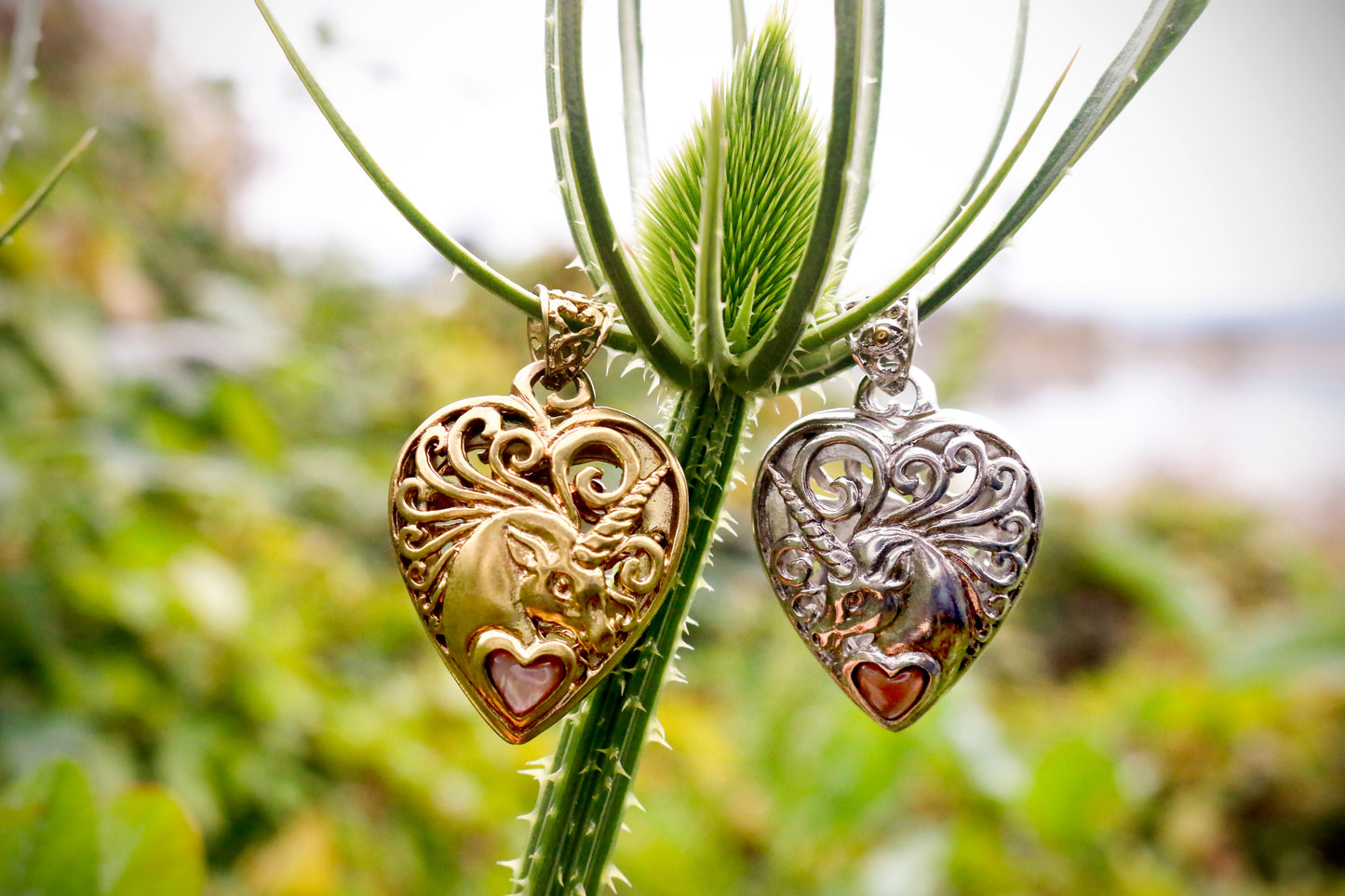 Unicorn Locket Pendant - Sterling Silver Liquid Fire Mantra