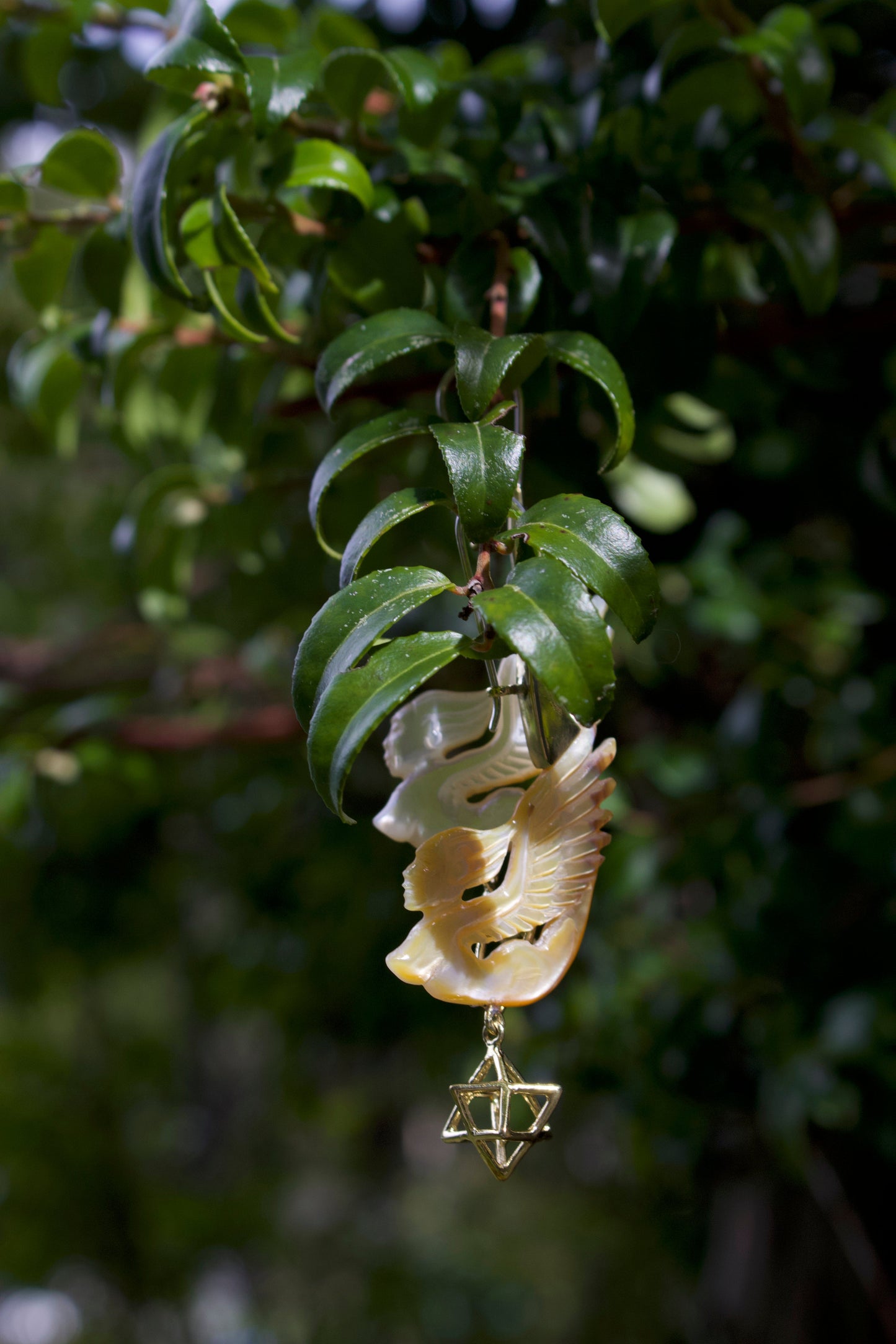 Dewi Earrings - Light Mother of Pearl Liquid Fire Mantra