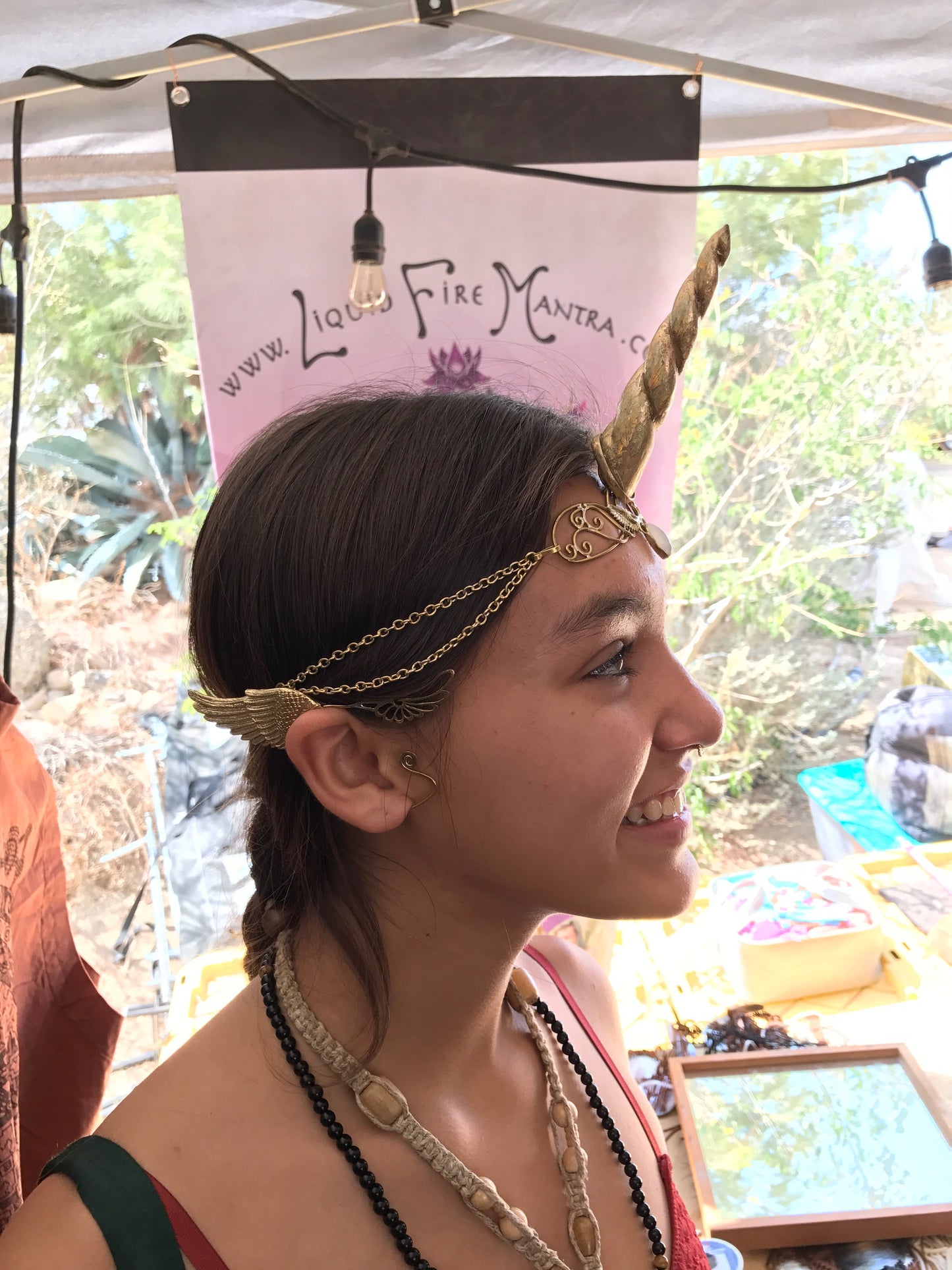 Unicorn Horn - Gold Rainbow Liquid Fire Mantra