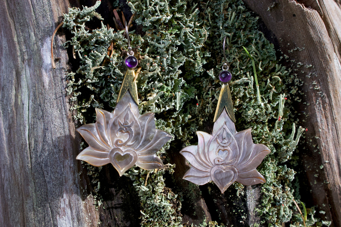 Lotus Om Drop Earrings Liquid Fire Mantra