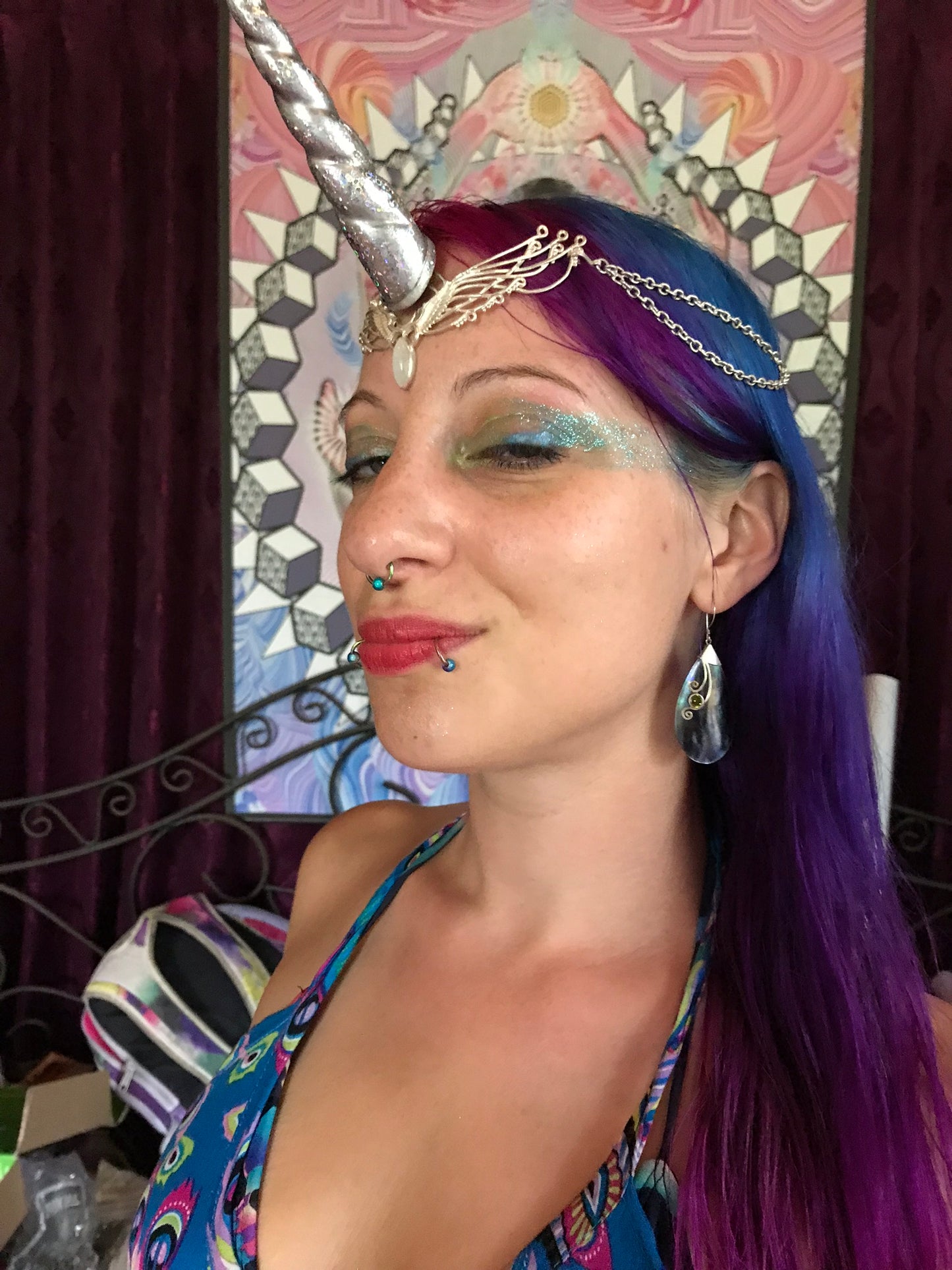 silver rainbow unicorn horn