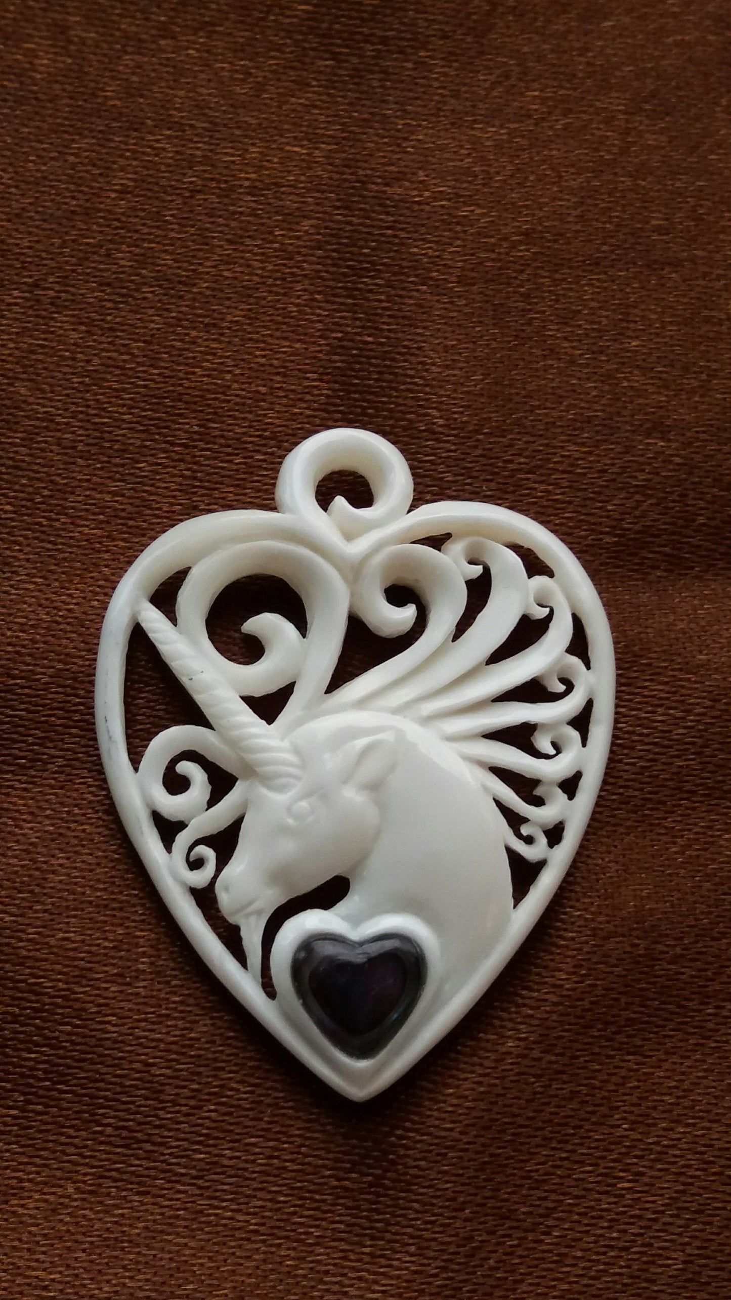 Unicorn Guitar Pick Pendant - Bone