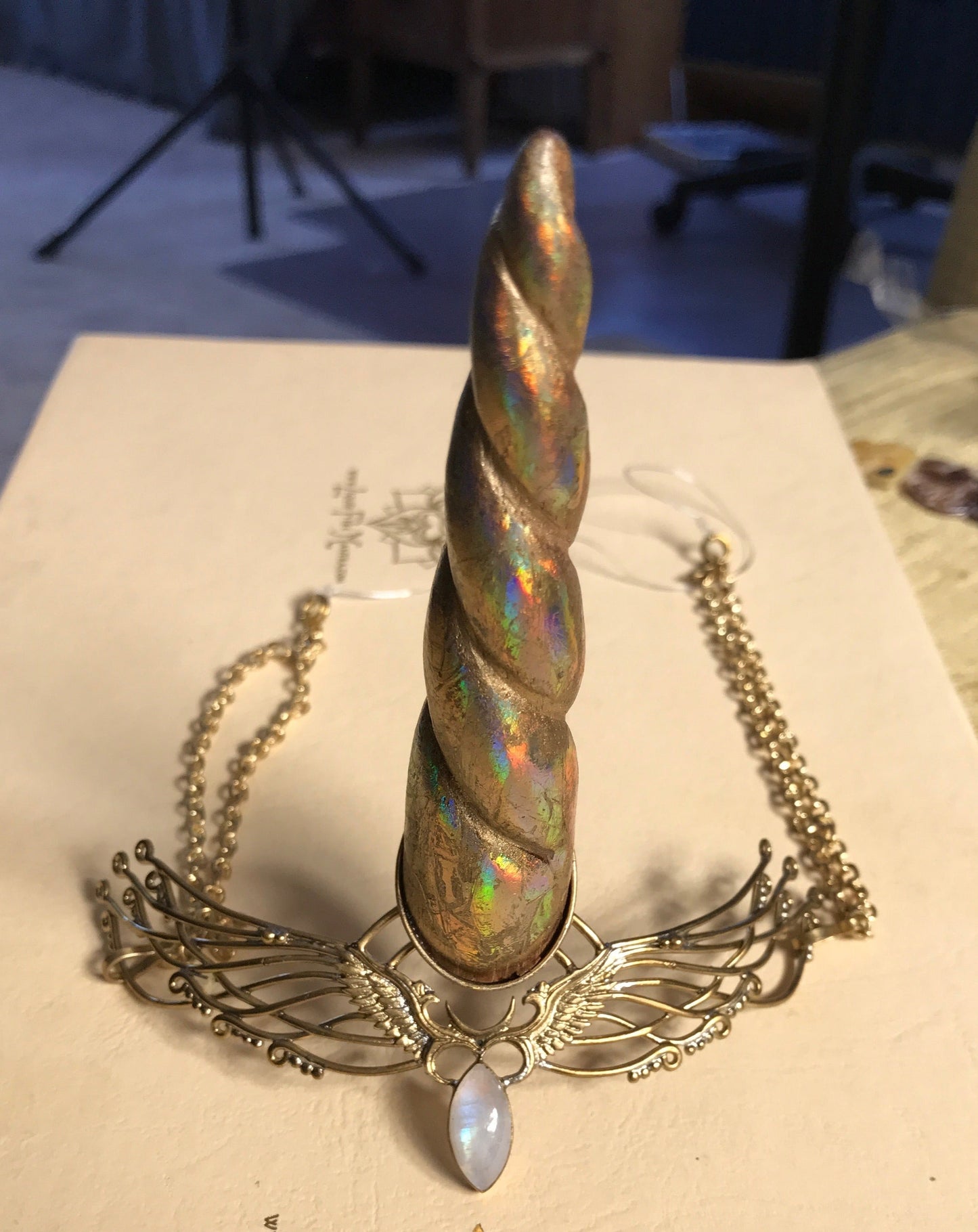 Unicorn Horn - Gold Rainbow Liquid Fire Mantra