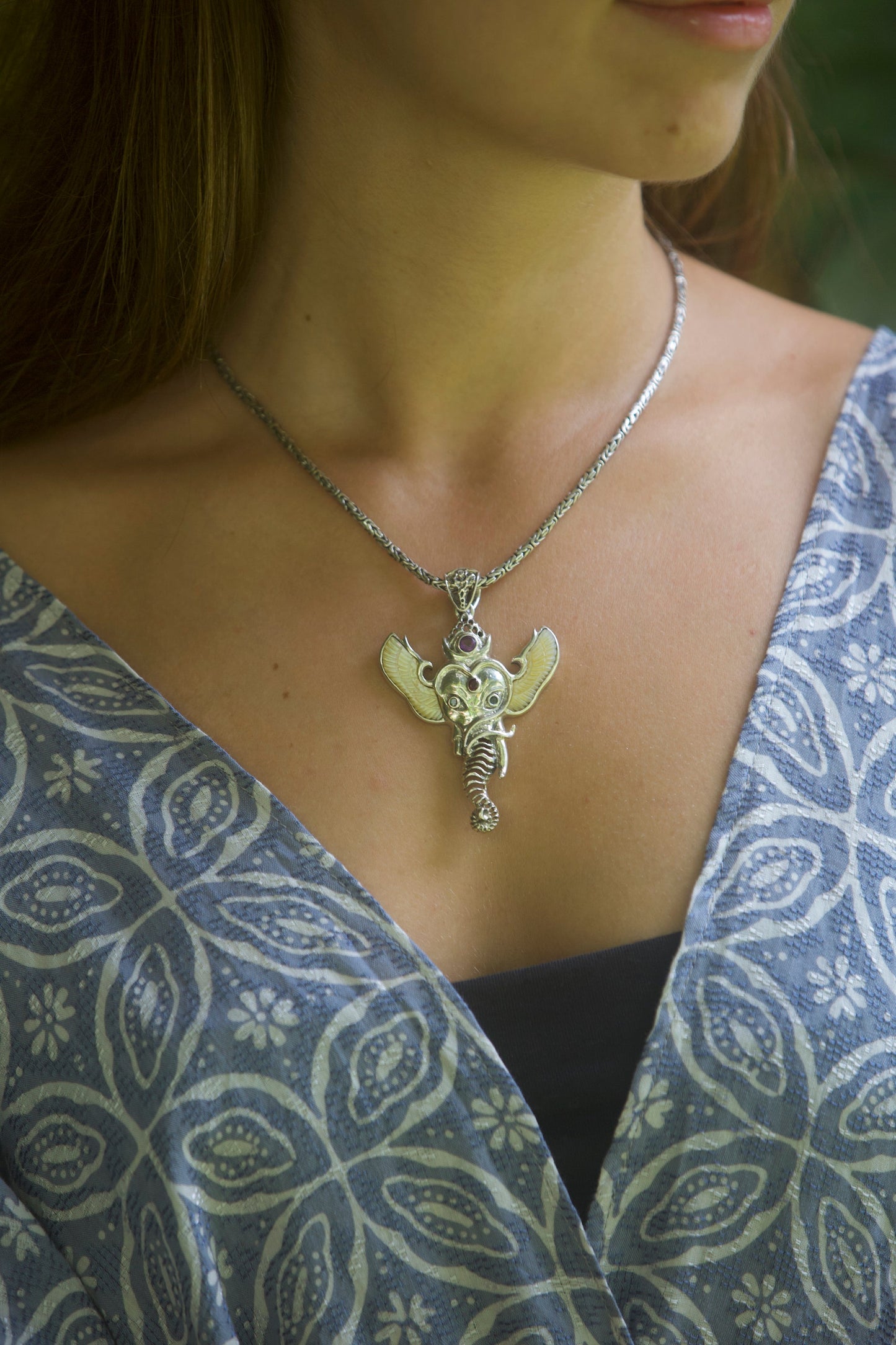 Ganesha Angel Pendant - Large Liquid Fire Mantra