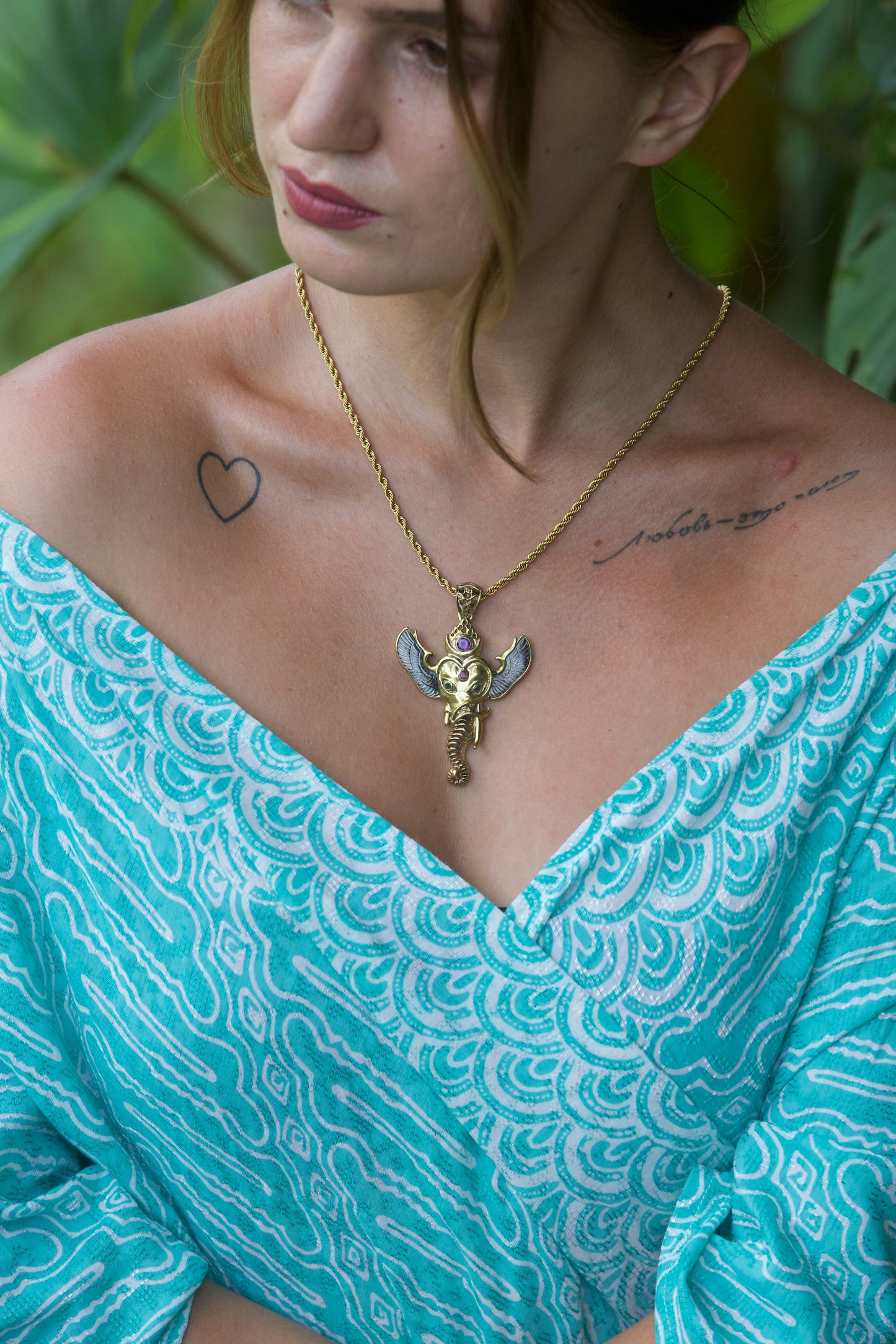Ganesha Angel Pendant - Large Liquid Fire Mantra