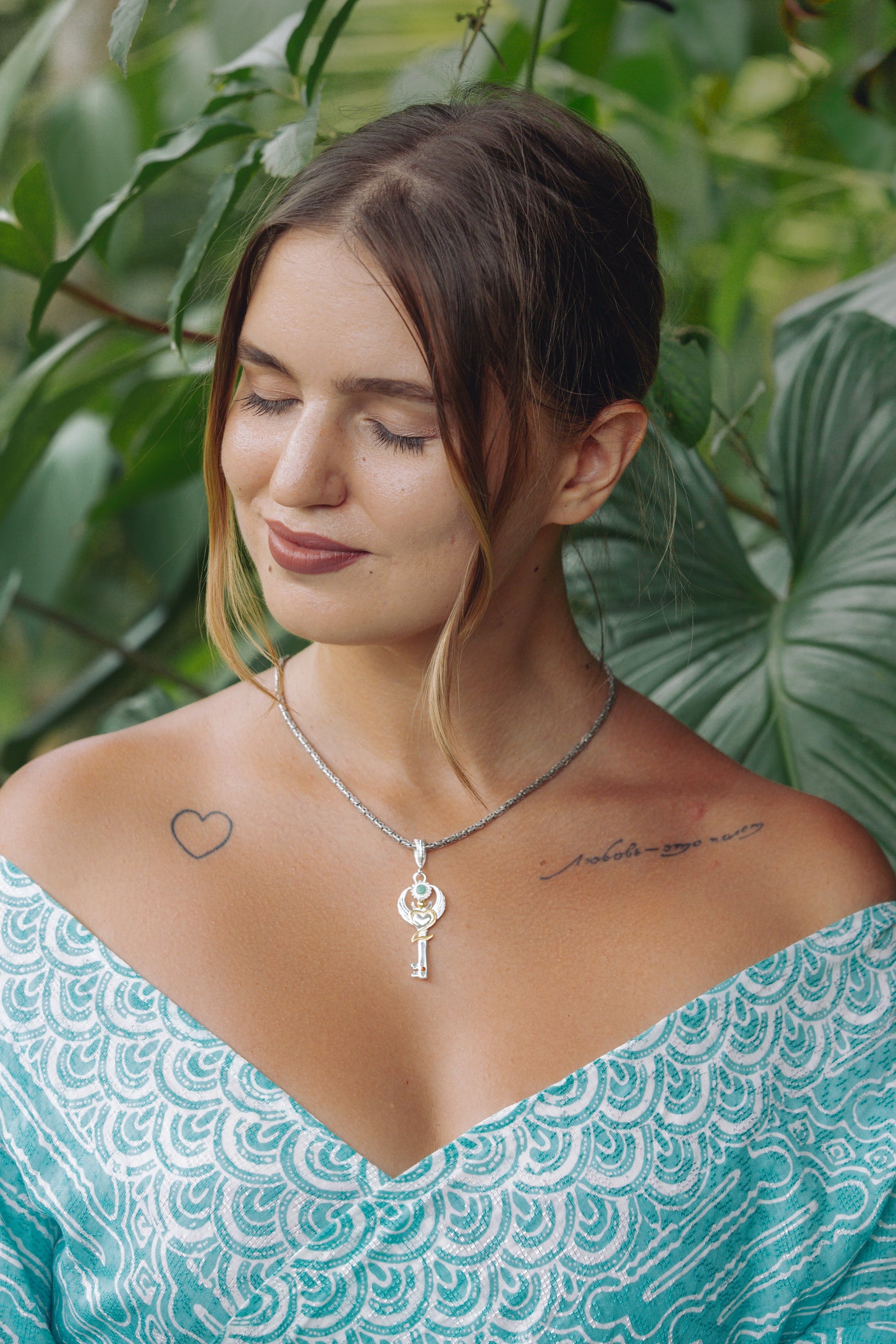 Gratitude Key Pendant - Sterling Silver / 24K Gold Vermeil Liquid Fire Mantra