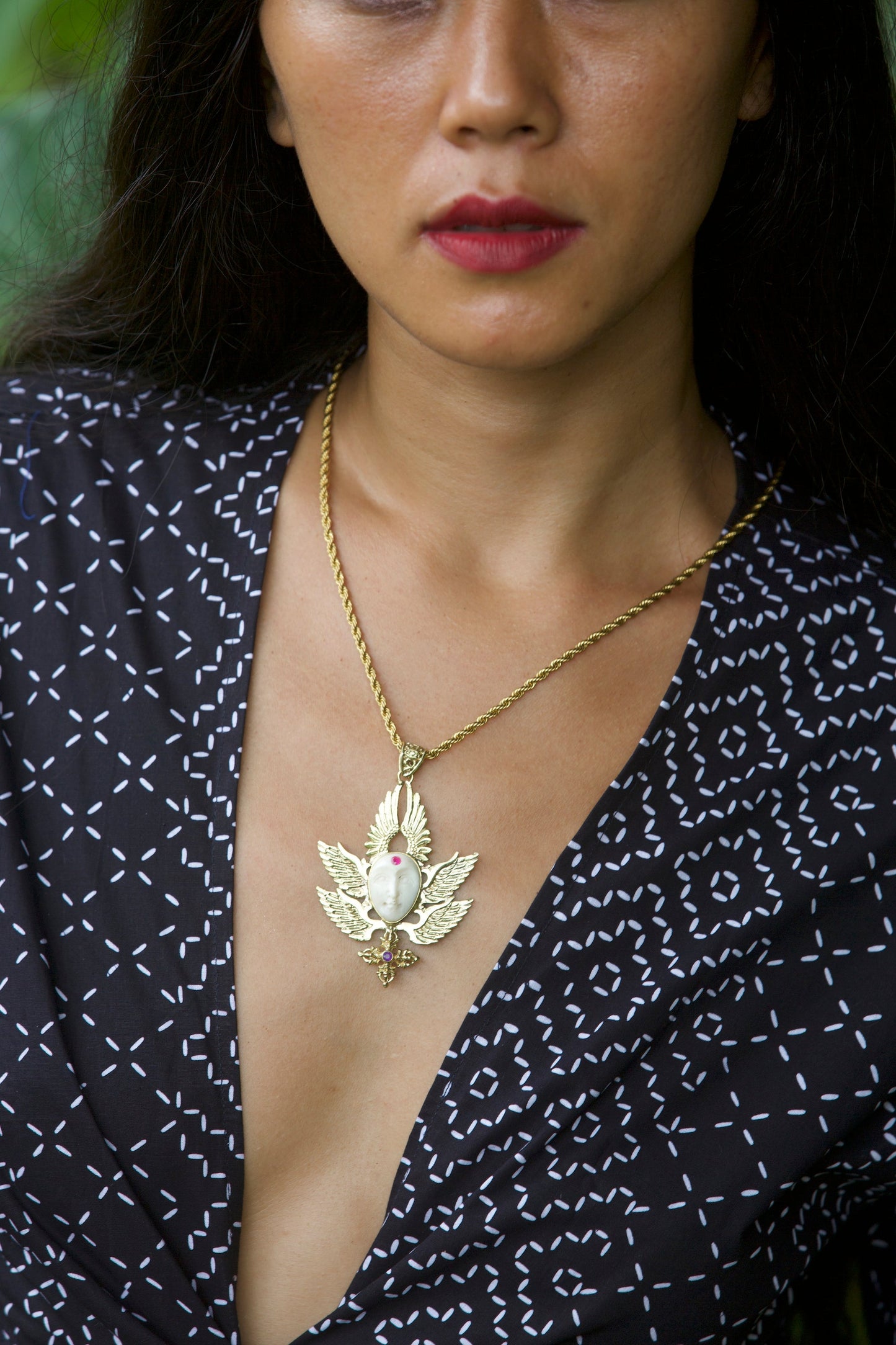 Seraphim Pendant - Brass Liquid Fire Mantra