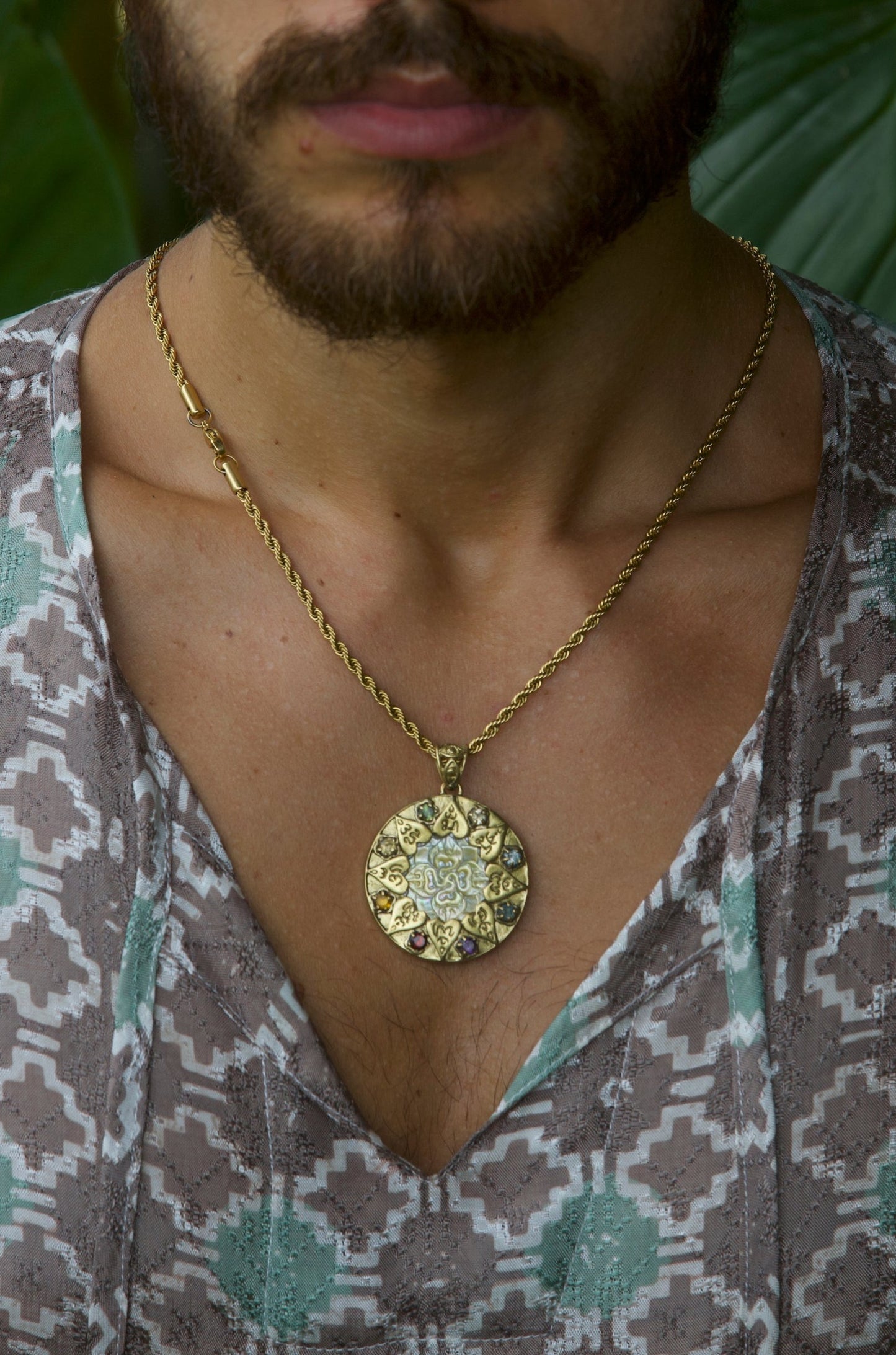 Compass of Love Pendant - Brass - Light Mother of Pearl