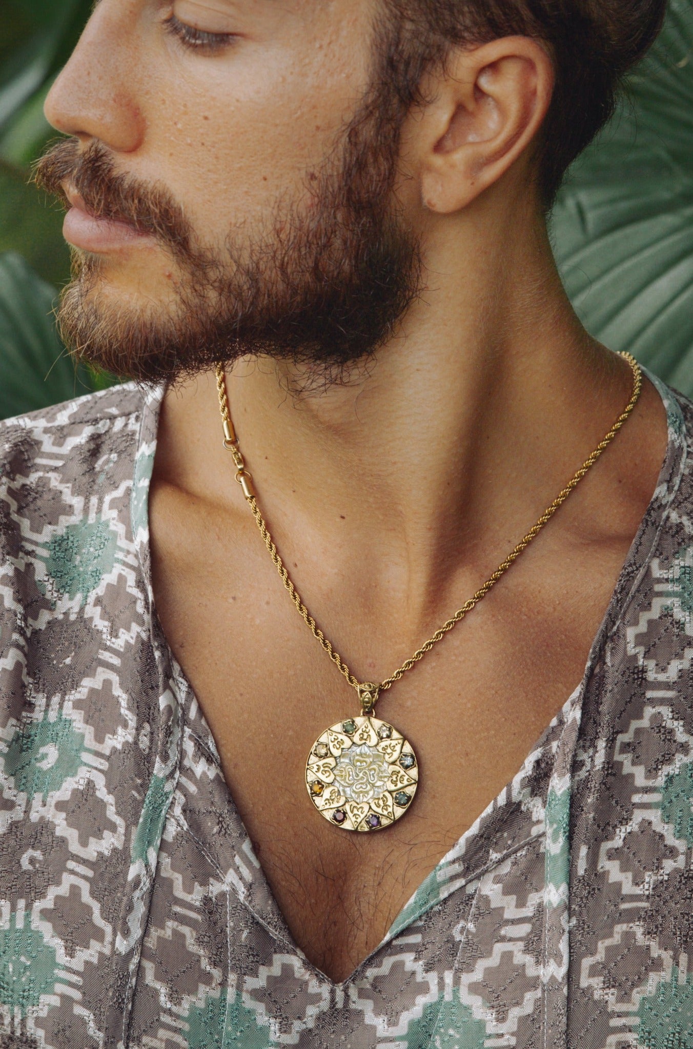 Compass of Love Pendant - Brass - Light Mother of Pearl