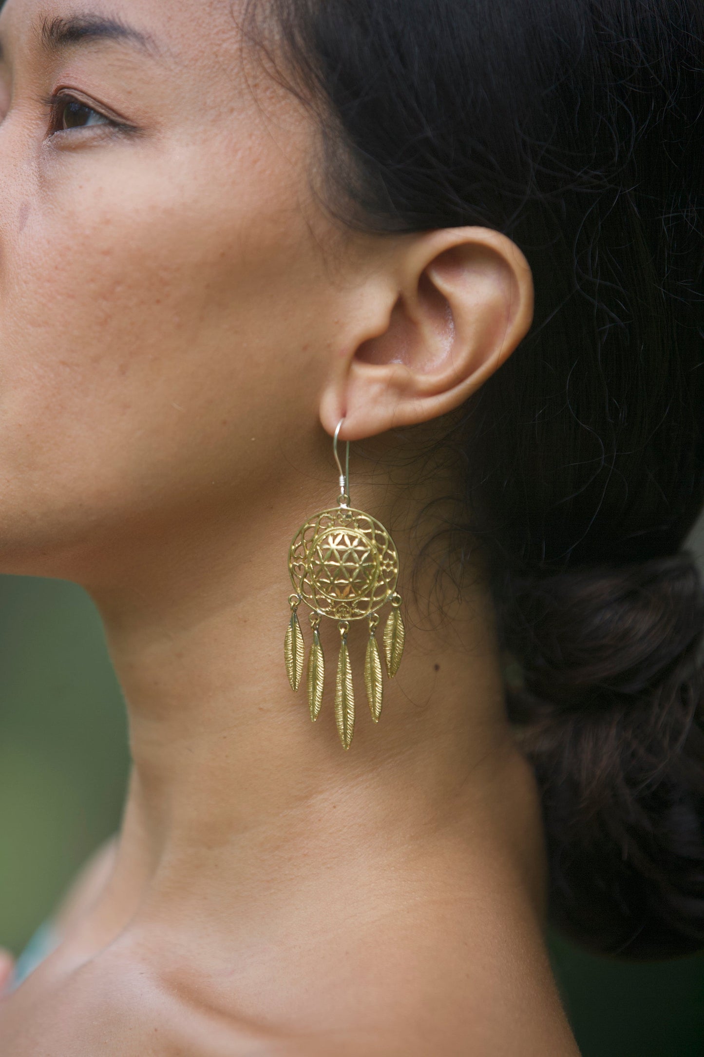 Flower of Life Dreamcatcher Earrings Liquid Fire Mantra