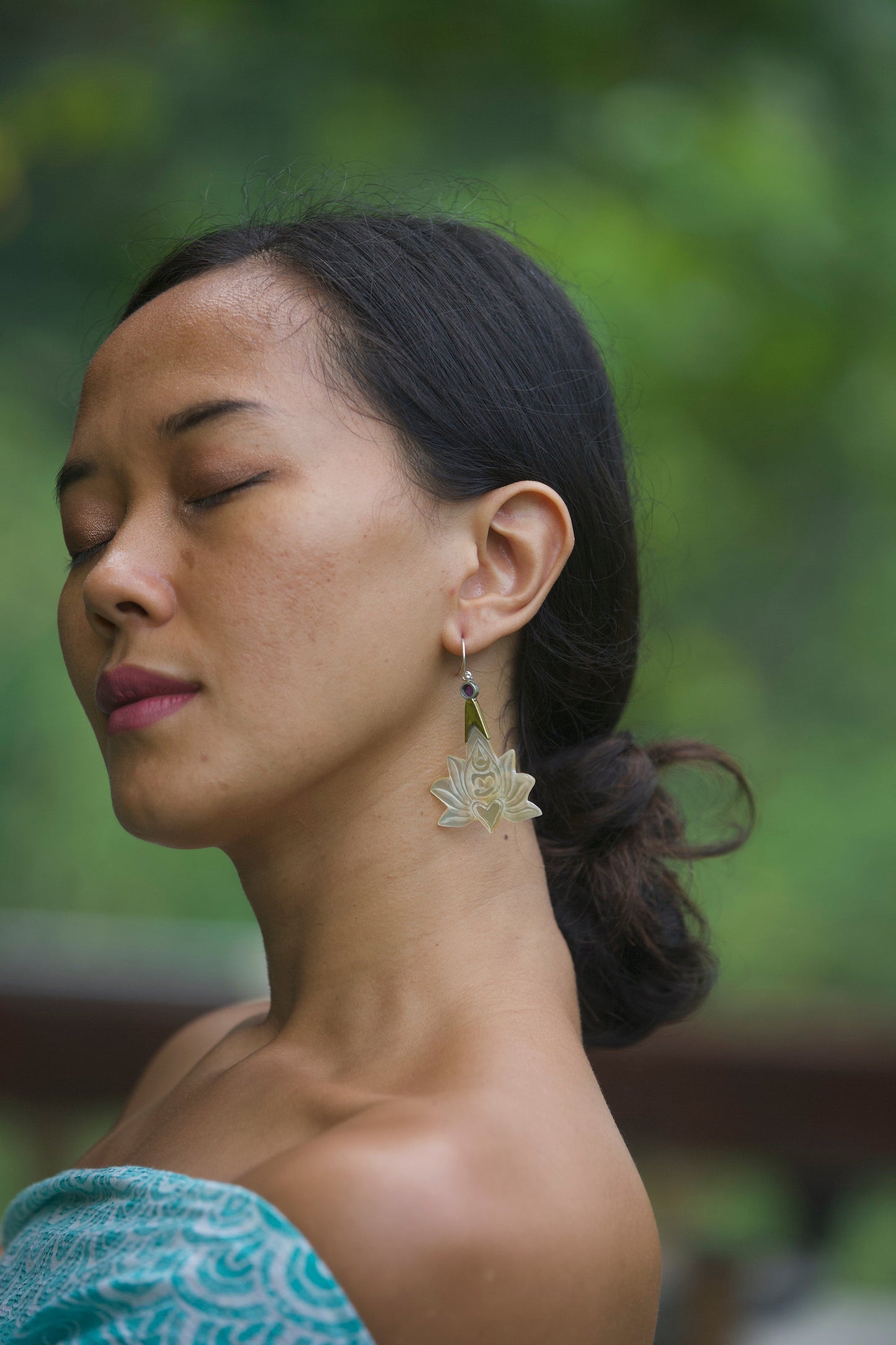 Lotus Om Drop Earrings Liquid Fire Mantra