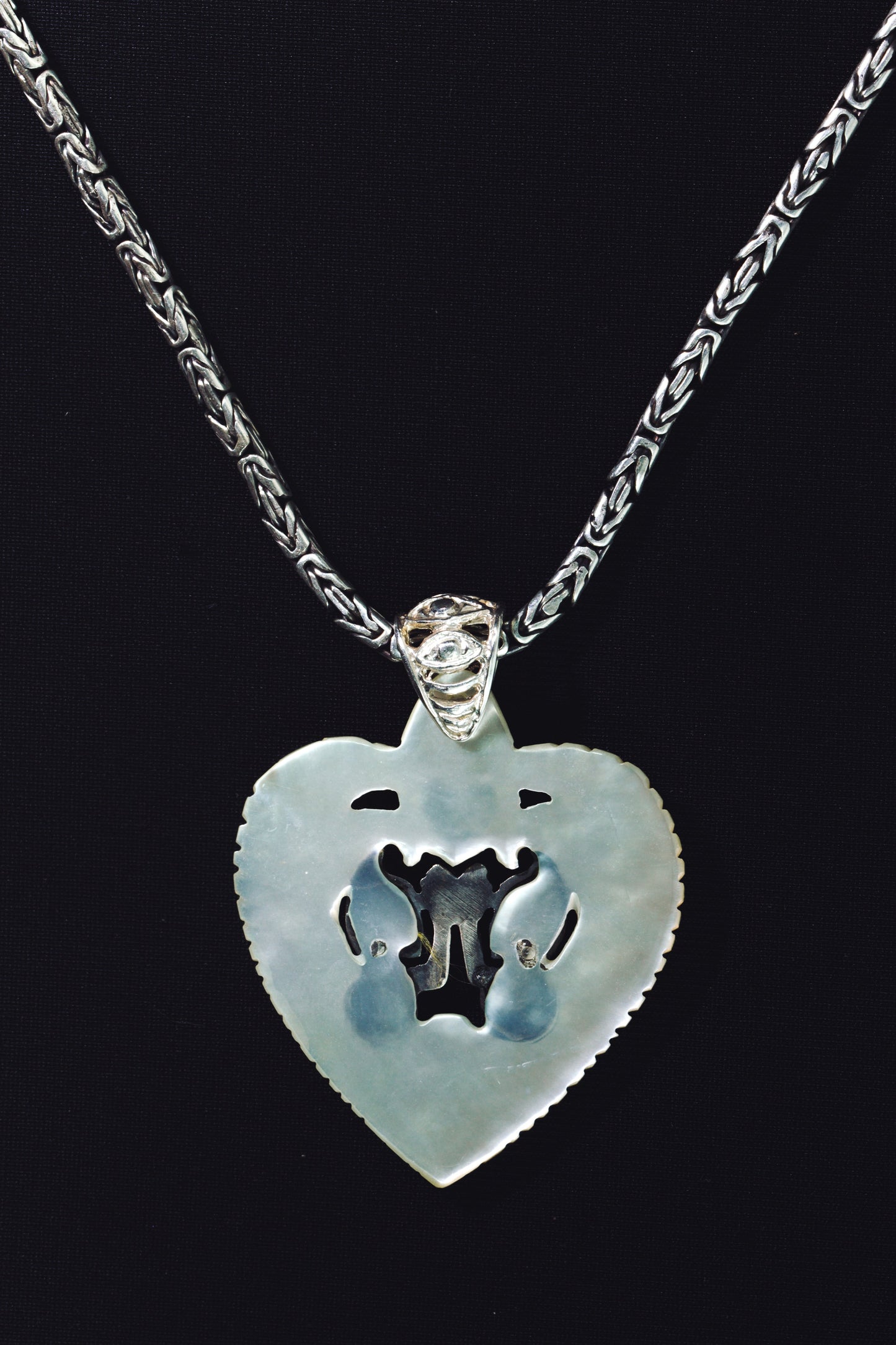 Divine Union Pendant - Dark Mother of Pearl Liquid Fire Mantra
