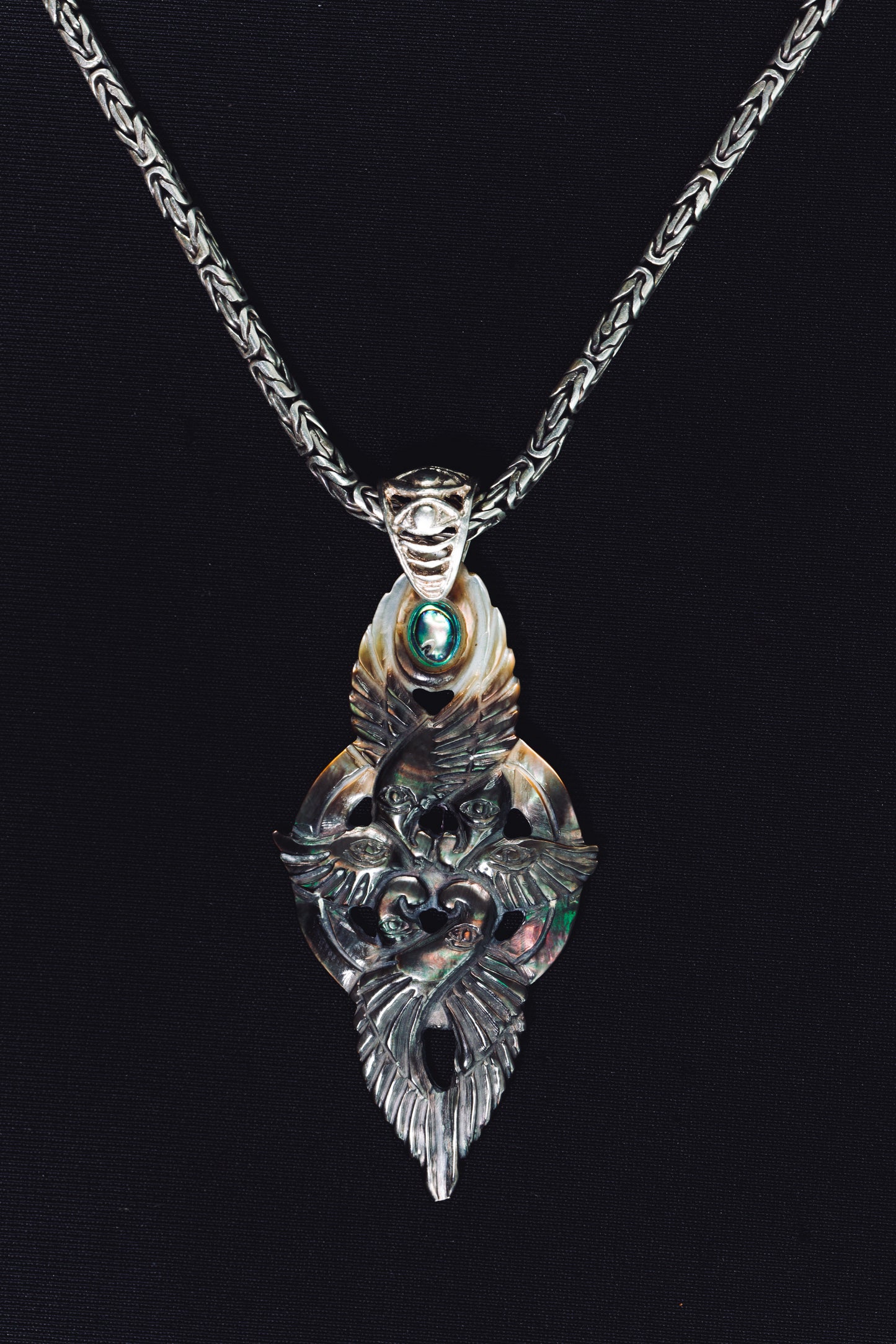 Seraphim Ganesha Pendant - Dark Mother of Pearl