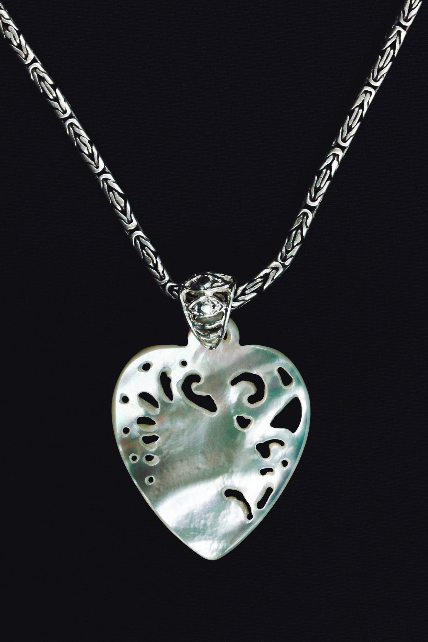 Unicorn Guitar Pick Pendant - Light Mother of Pearl Liquid Fire Mantra