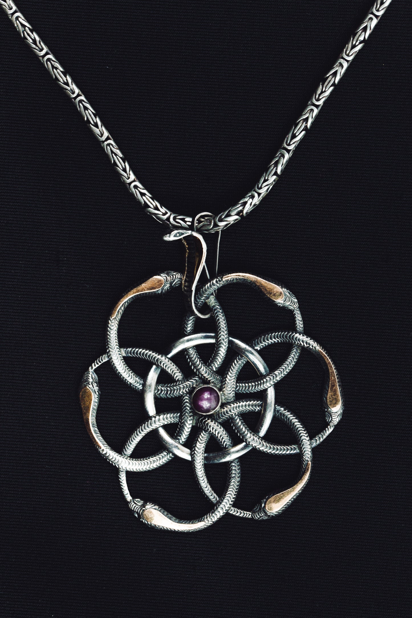 Flower of Life with Serpents Pendant