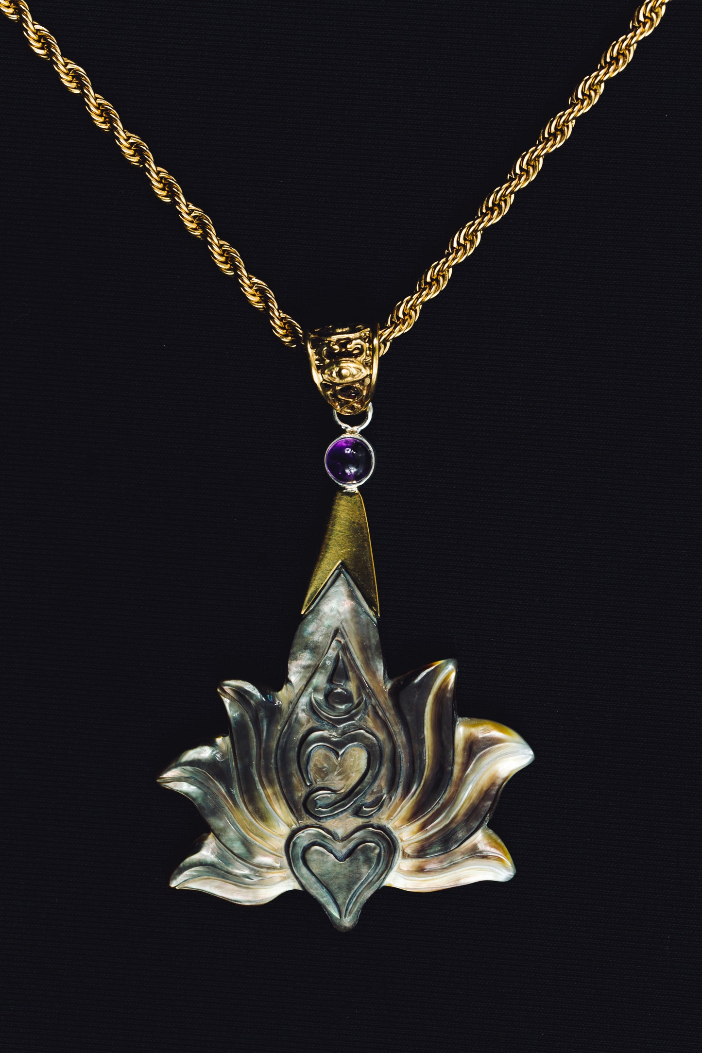 lotus om drop pendant