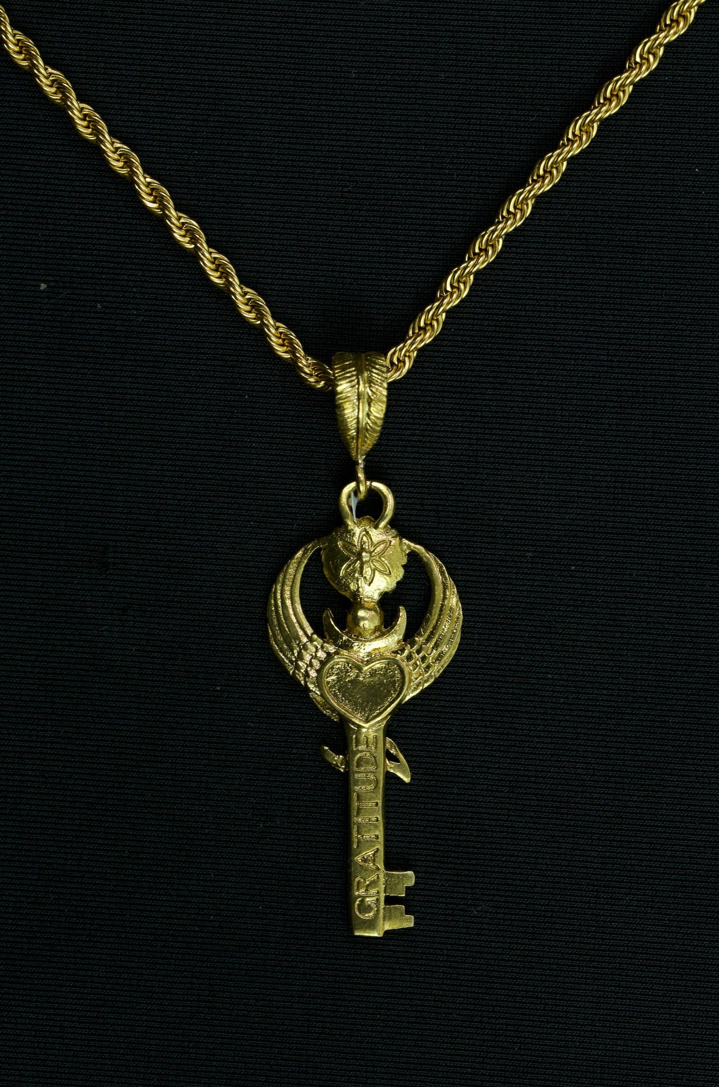 Gratitude Key Pendant - Brass