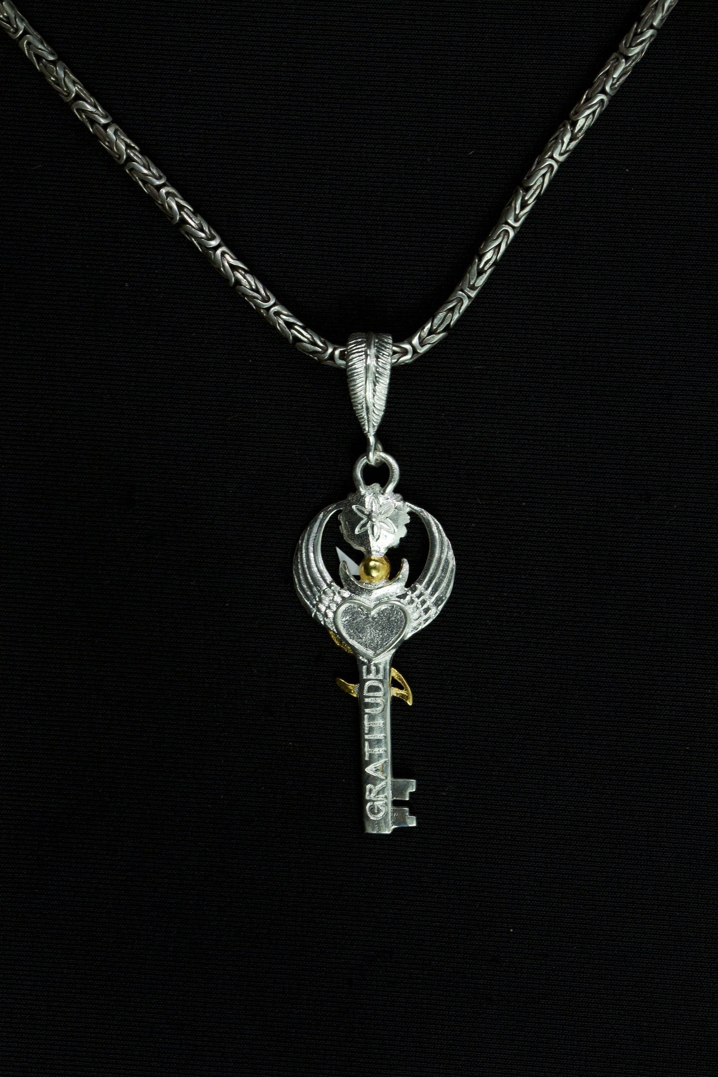 Sterling Silver Gratitude Key Pendant