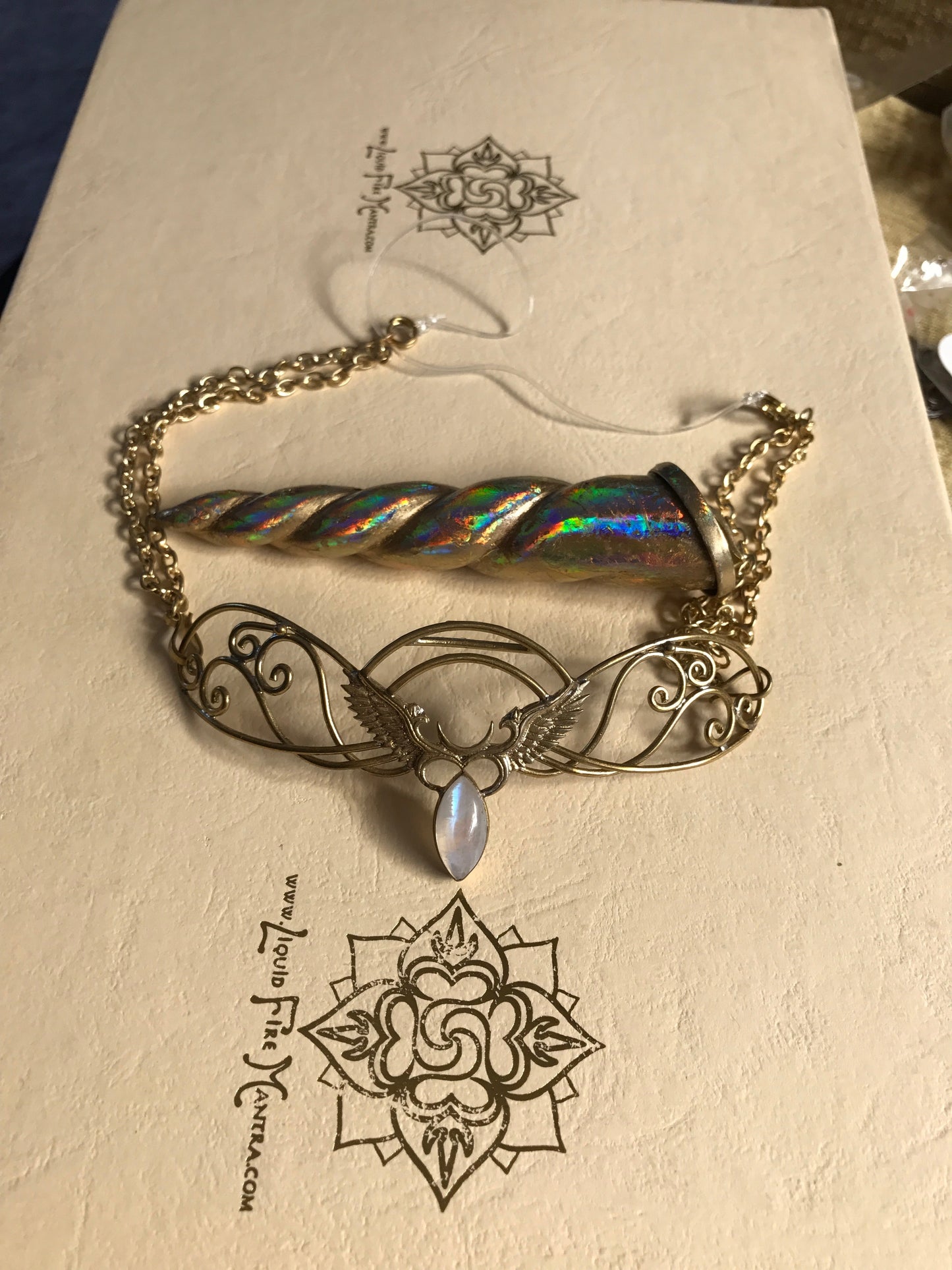 Unicorn Horn - Gold Rainbow Liquid Fire Mantra