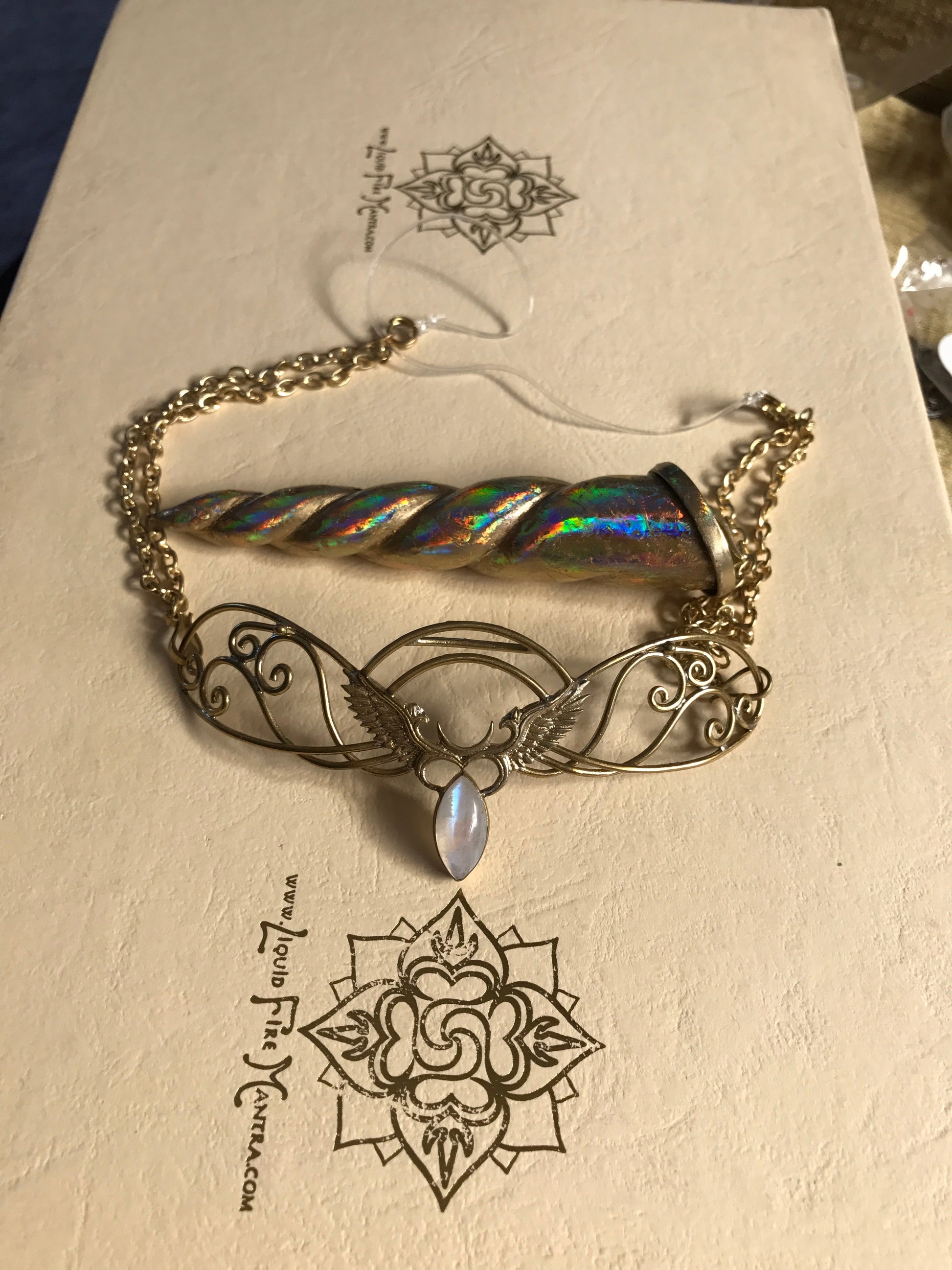Unicorn Horn - Gold Rainbow Liquid Fire Mantra