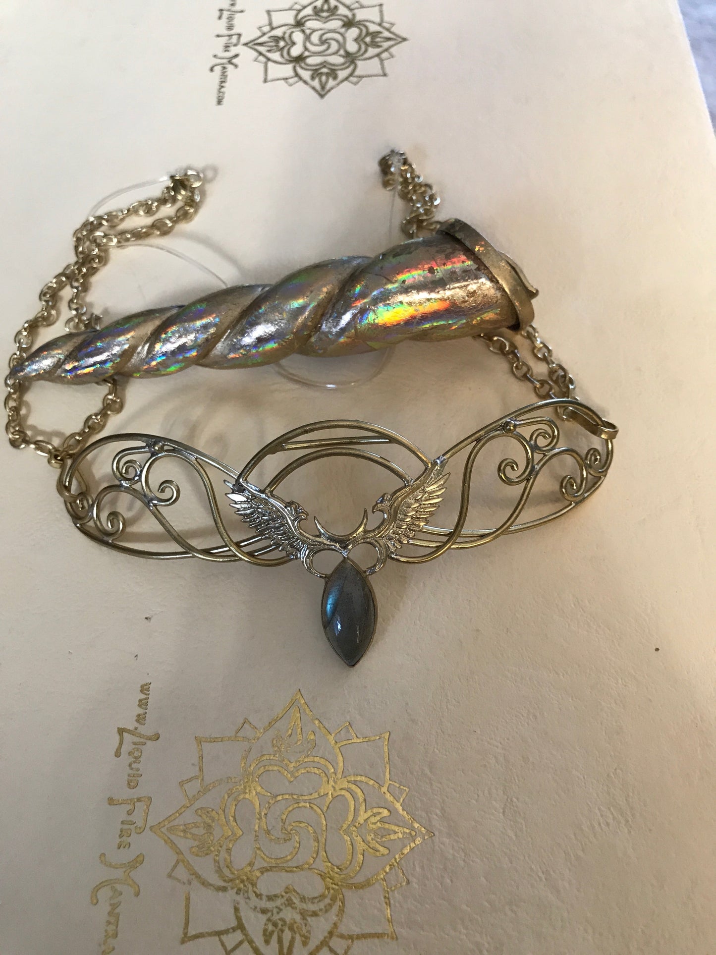 Unicorn Horn - Silver Rainbow Liquid Fire Mantra