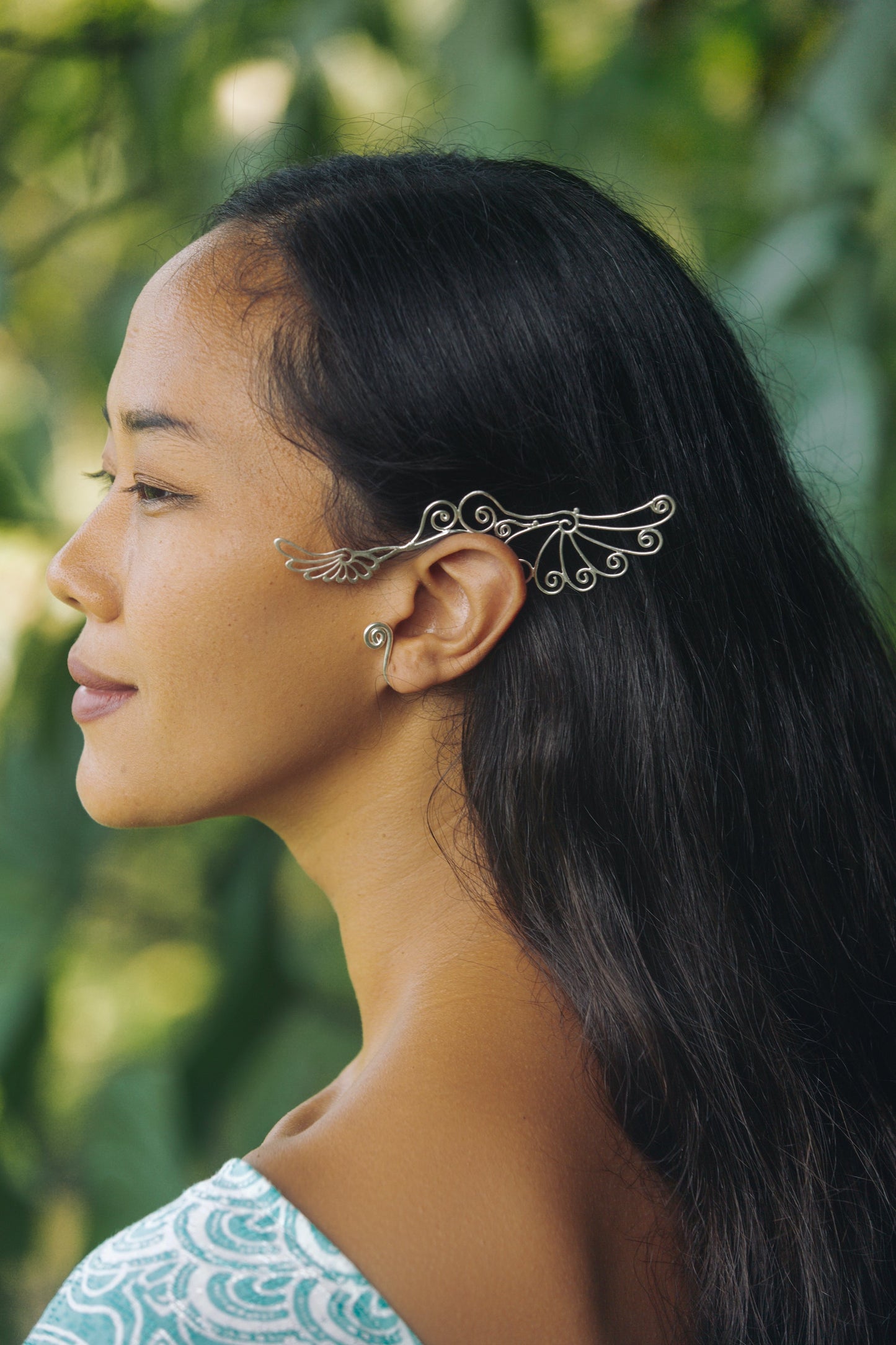 Spiral Wing Ear Cuffs - Silver Plated Liquid Fire Mantra