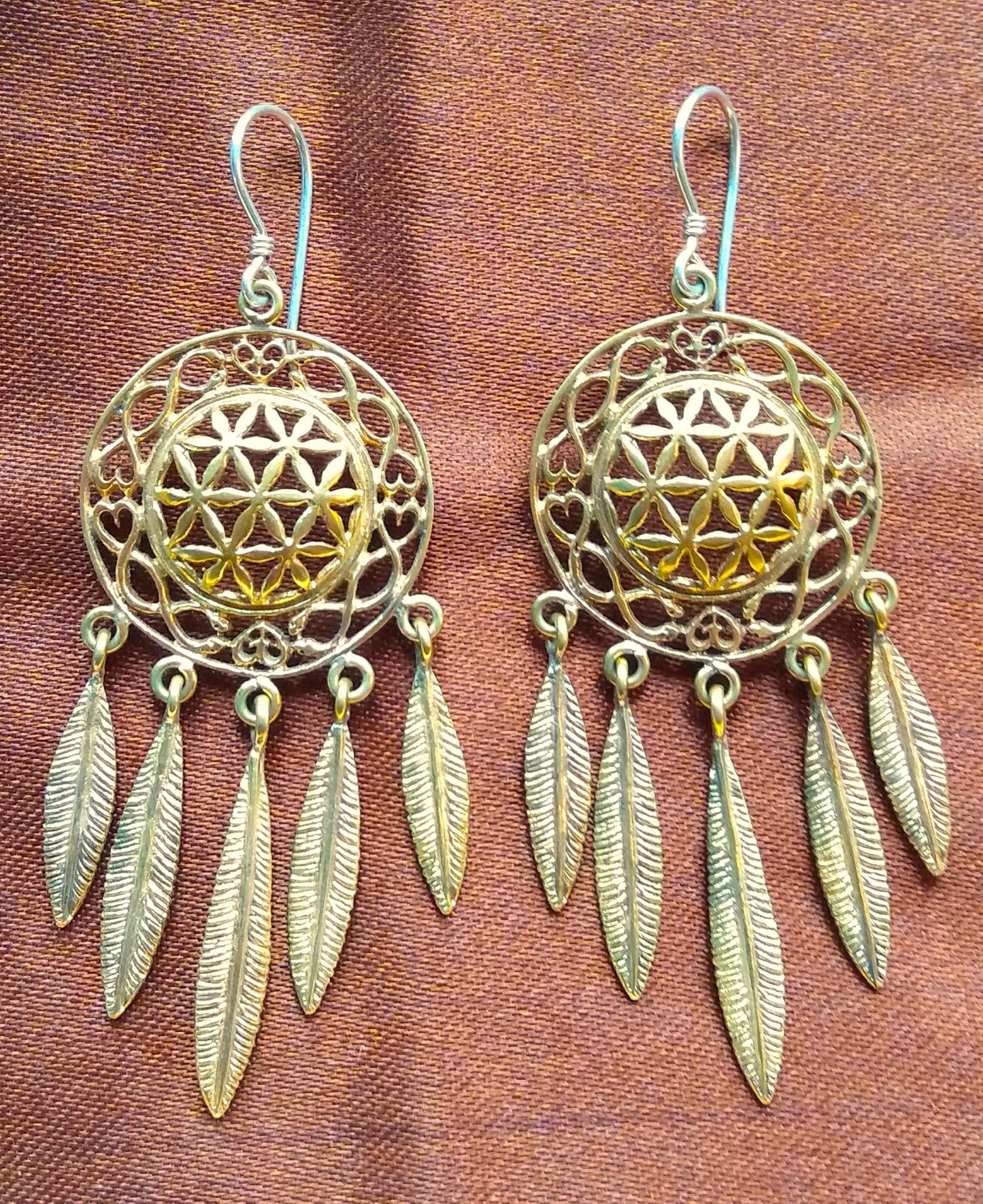 Flower of Life Dreamcatcher Earrings Liquid Fire Mantra