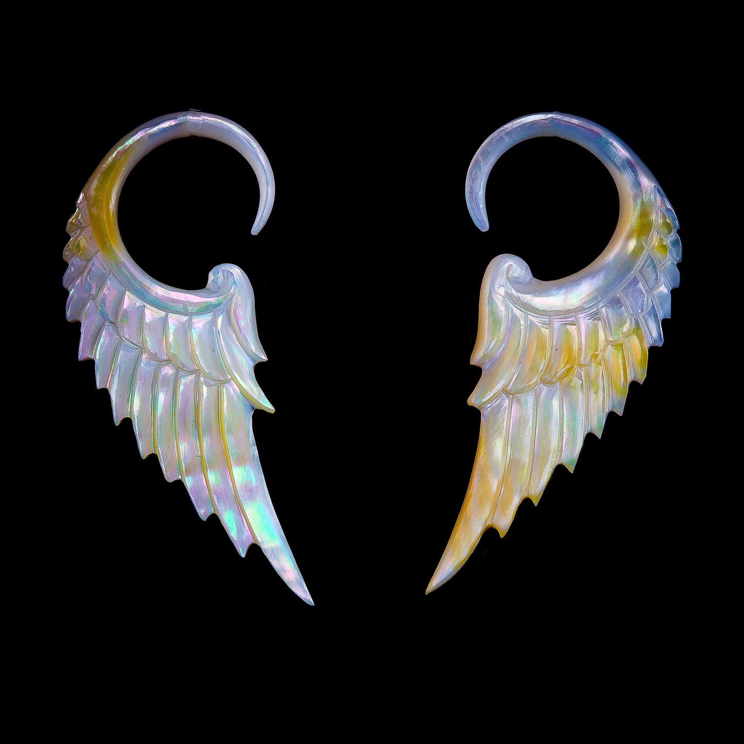 Angel Wing Gauged Earrings Liquid Fire Mantra